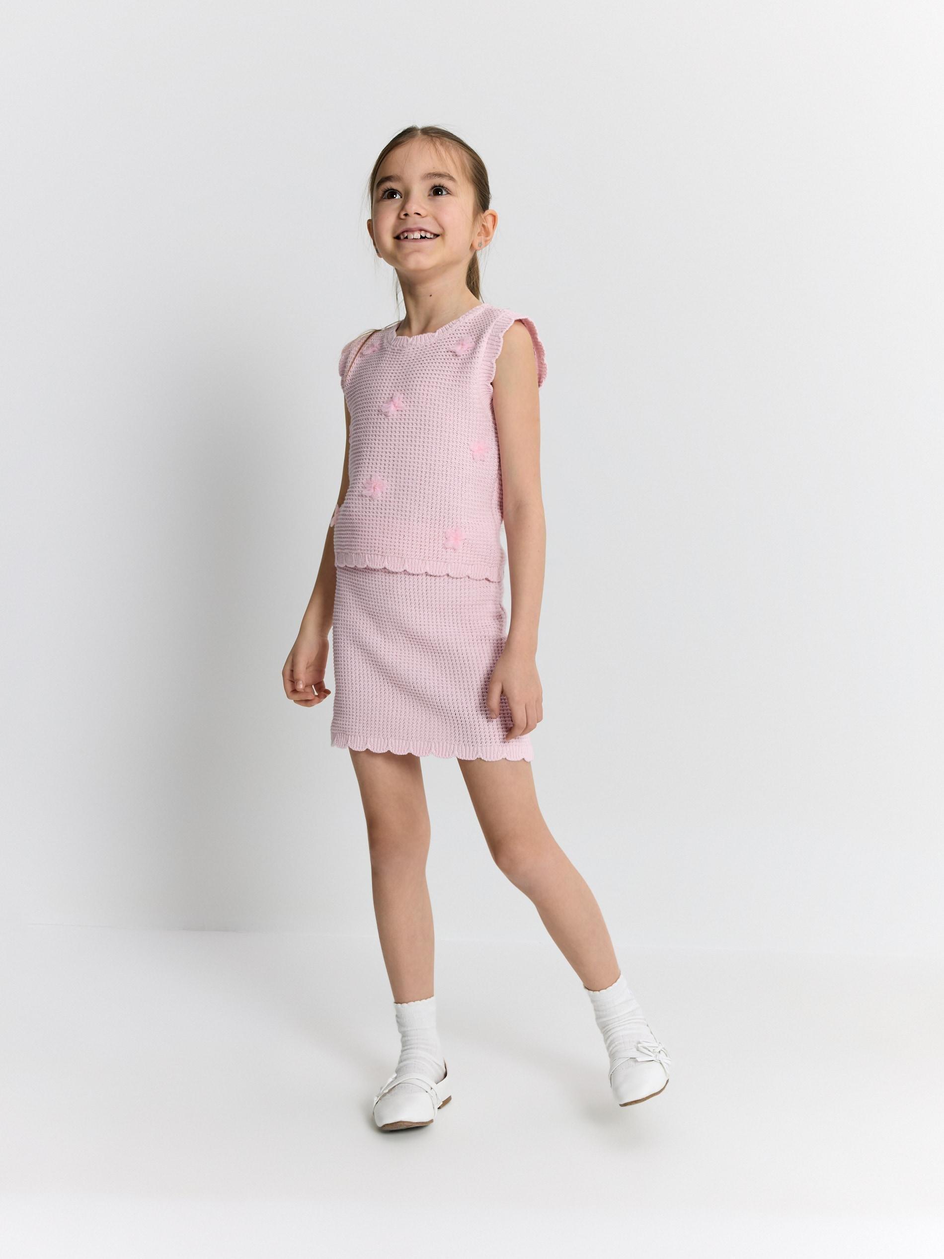 Pink Knitted Fabric Vest, Pink, large image number 2