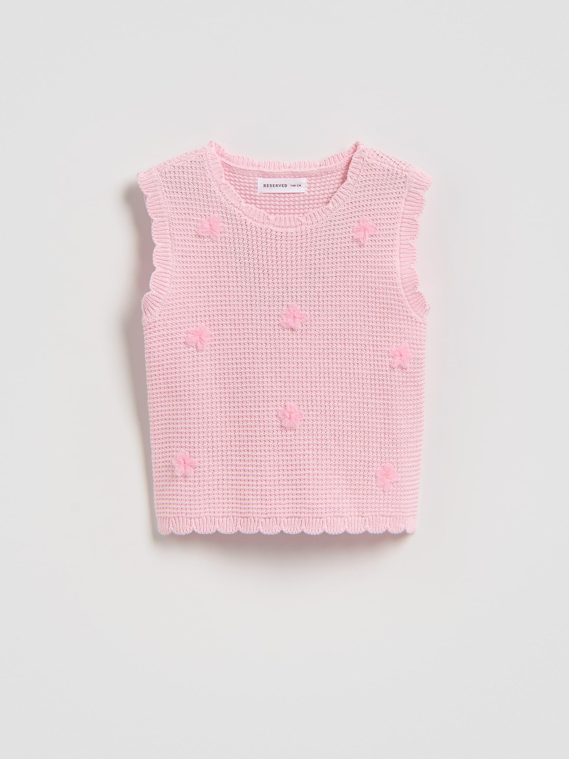 Pink Knitted Fabric Vest, Pink, large image number 3