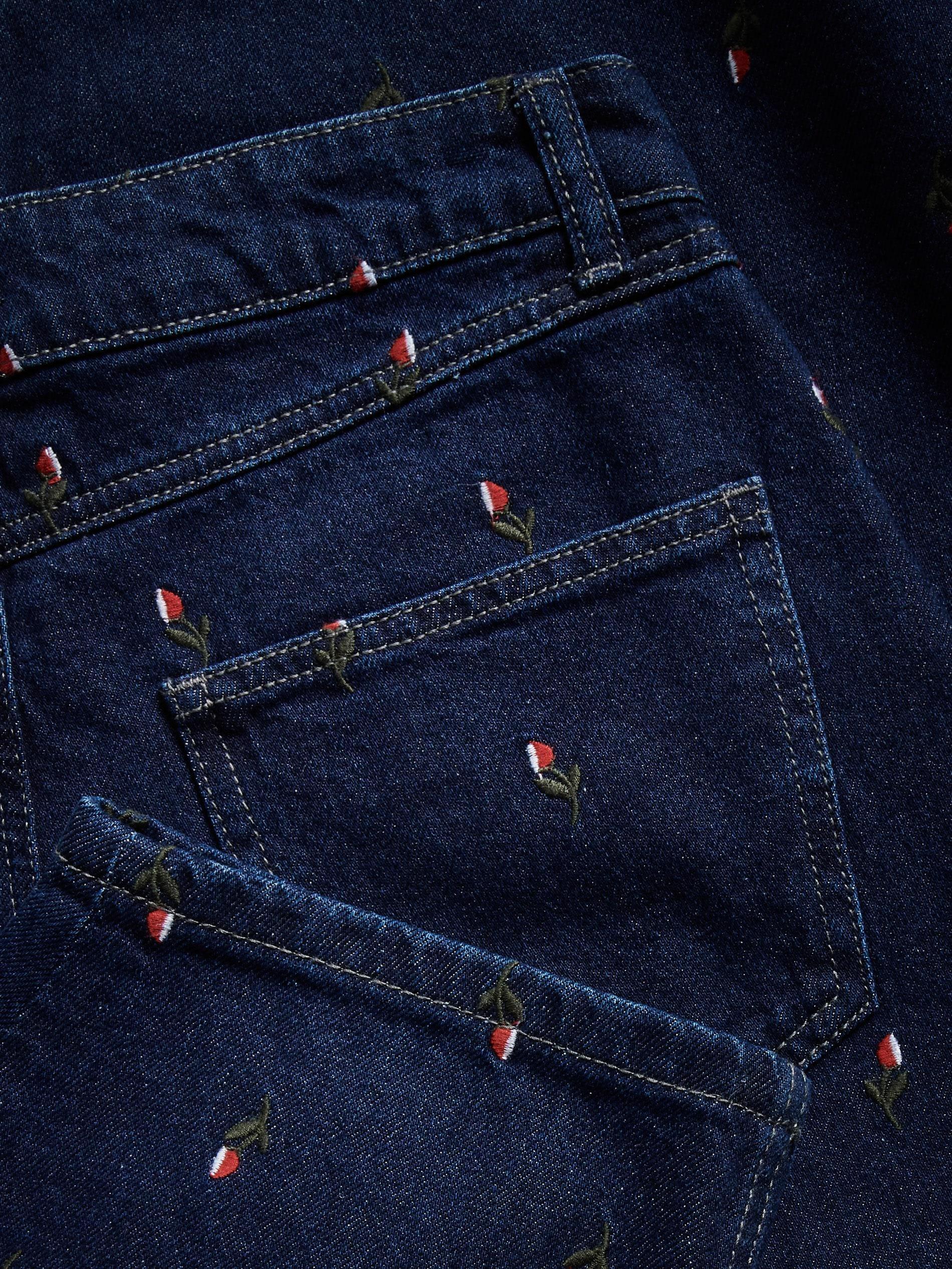 Navy Barrel Leg Jeans With Embroidery, Navy, large image number 3