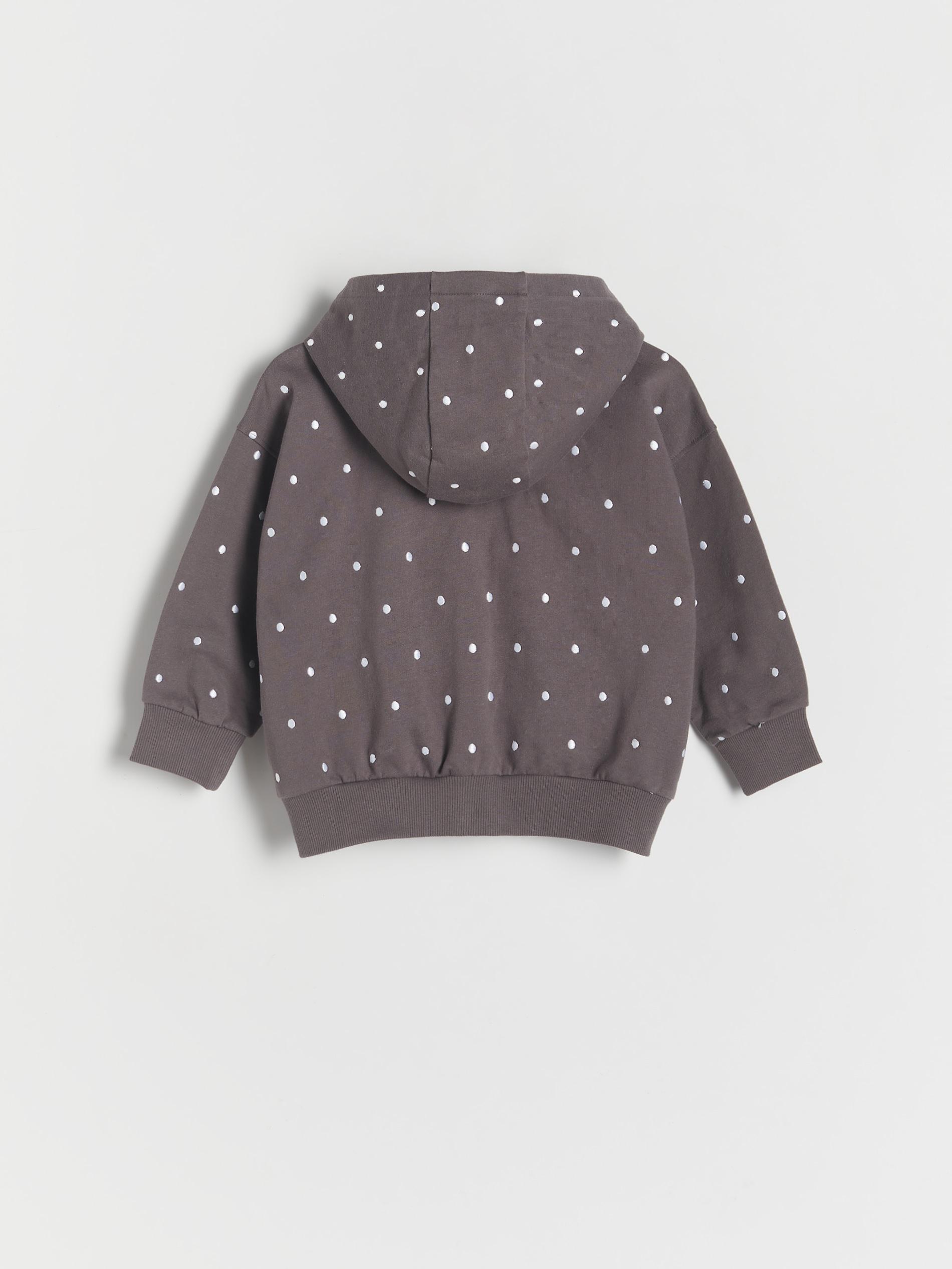 Grey Polka Dot Cotton Hoodie, Kids Girls, , large image number 5