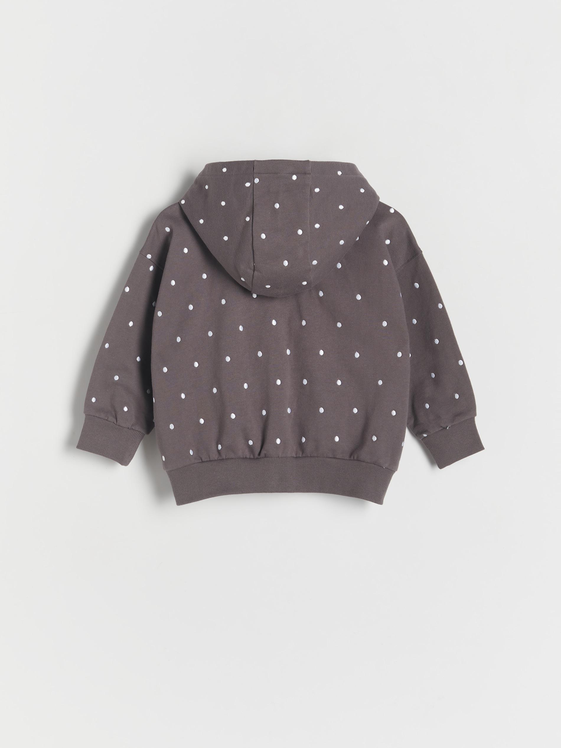 Reserved - Grey Polka Dot Cotton Hoodie, Kids Girls