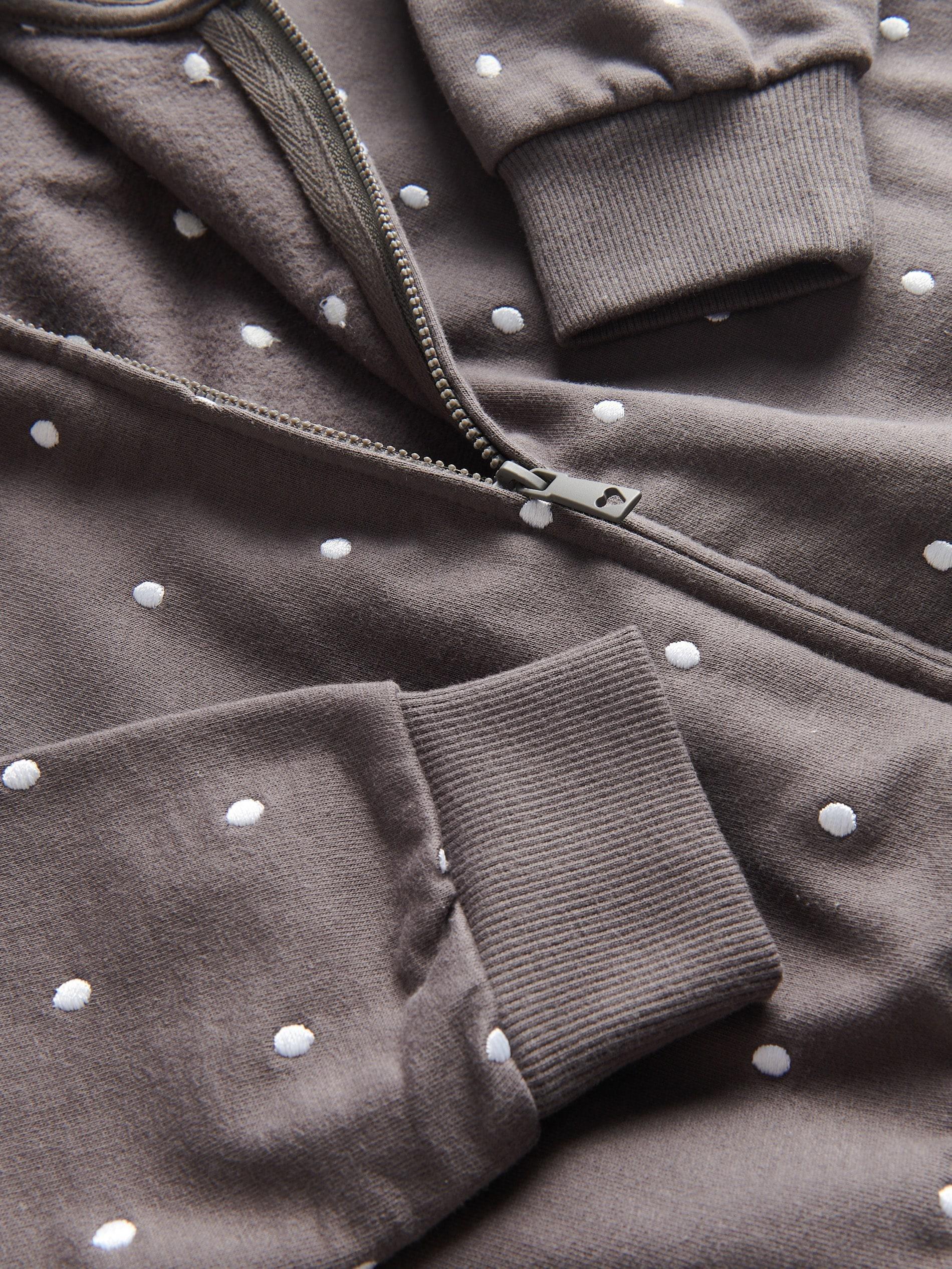 Grey Polka Dot Cotton Hoodie, Kids Girls, , large image number 6