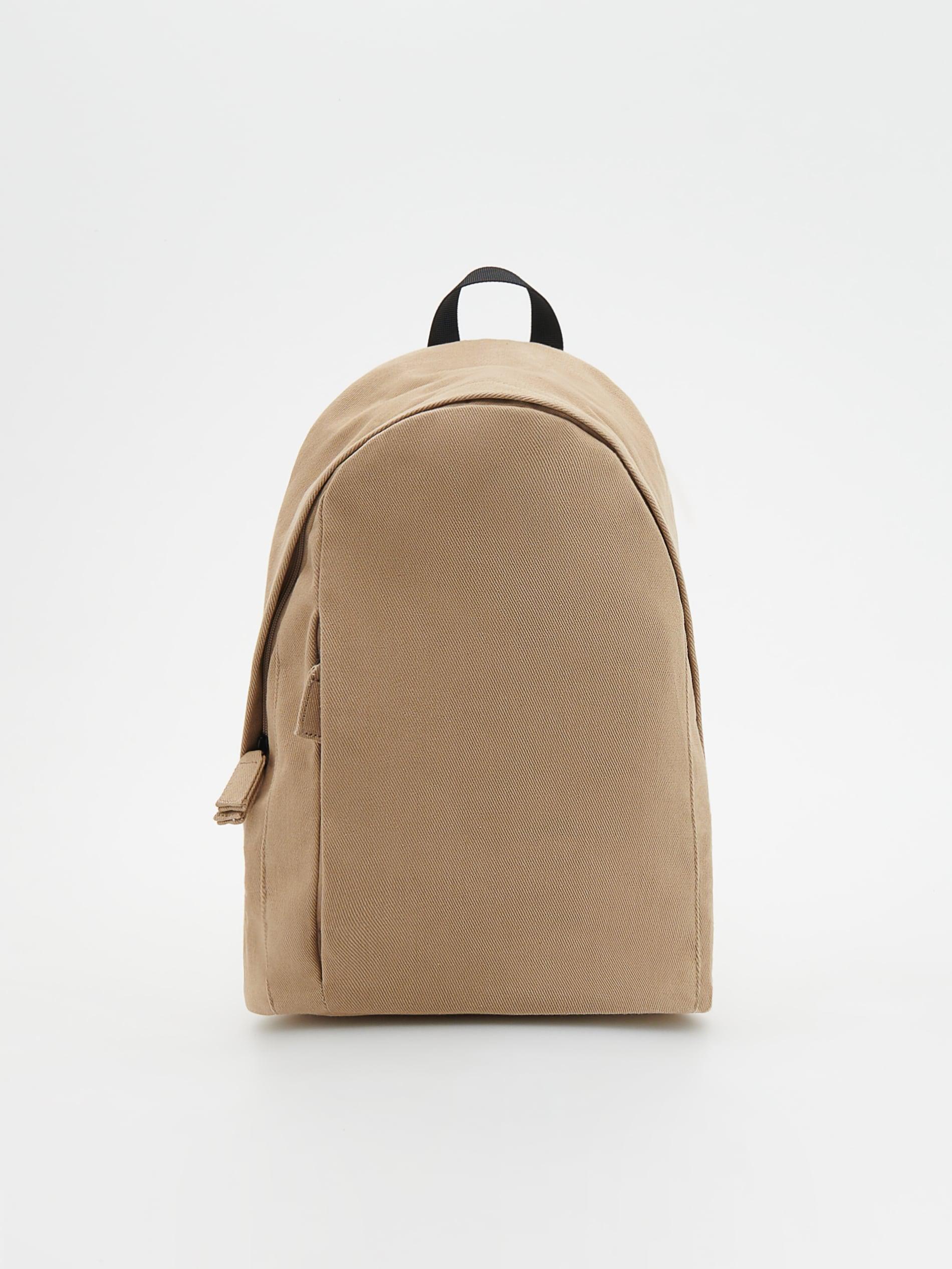 Beige Plain Fabric Backpack, Beige, large image number 0