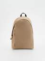 Beige Plain Fabric Backpack