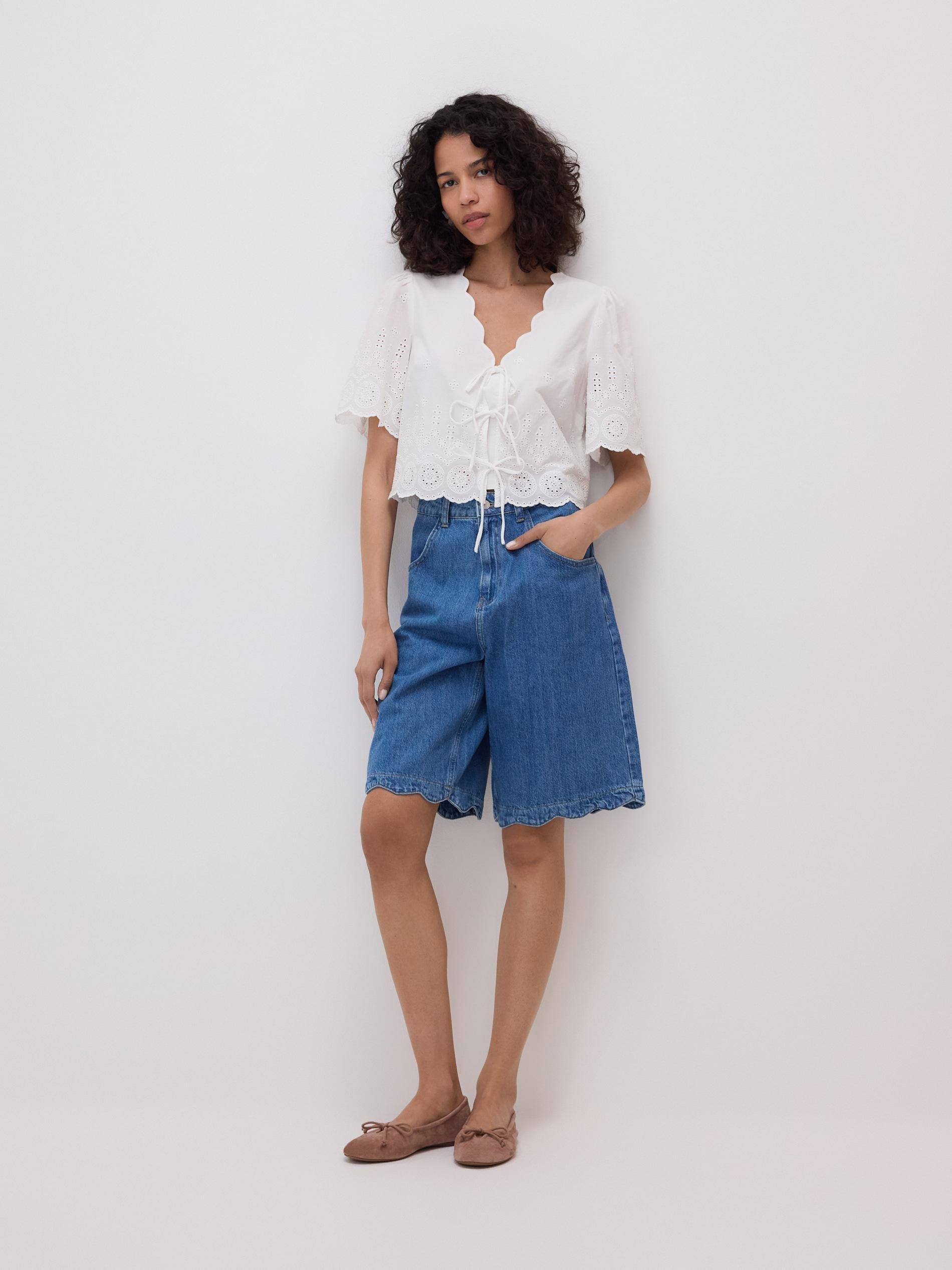 White Blouse With Openwork Details, White, large image number 1