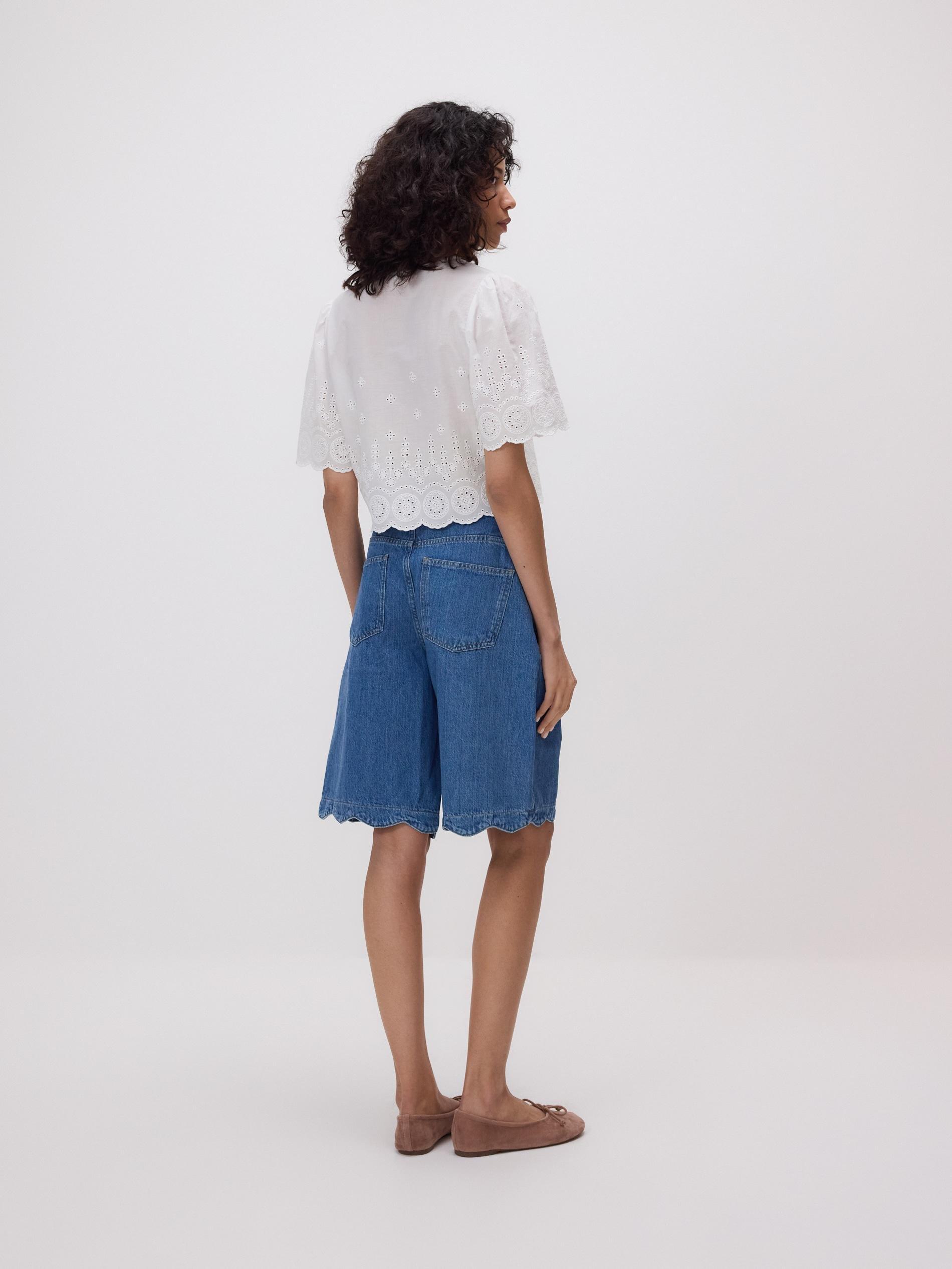 White Blouse With Openwork Details, White, large image number 3