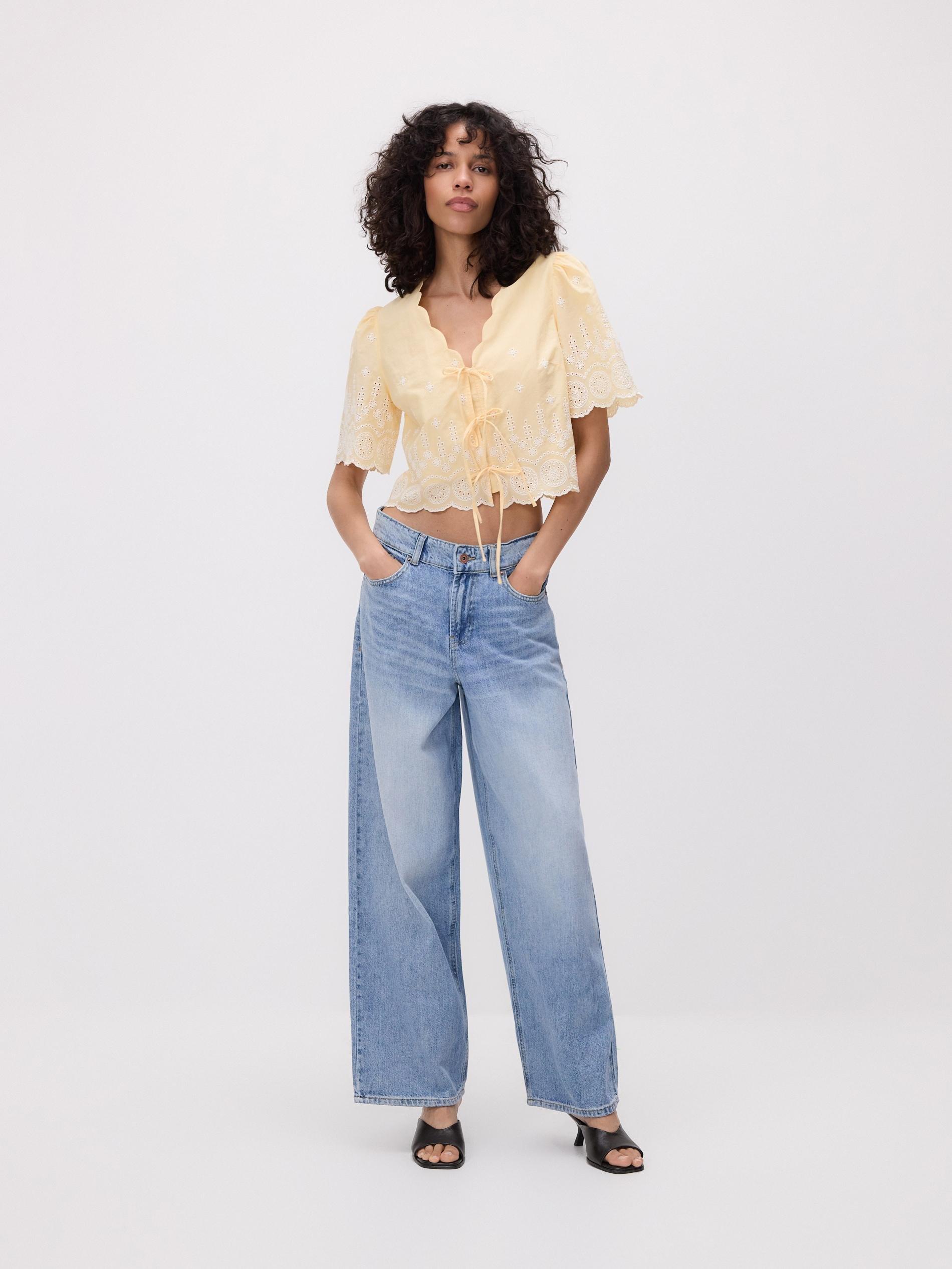 Yellow Blouse With Openwork Details, Yellow, large image number 7