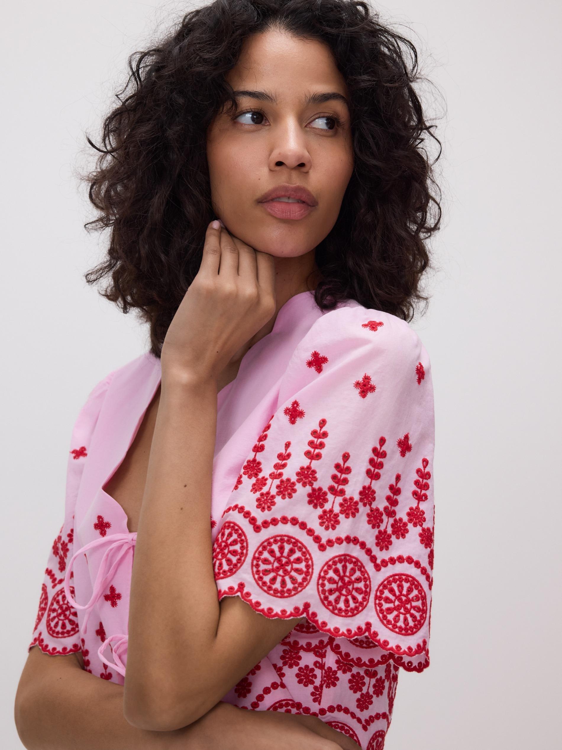 Pink Blouse With Openwork Details, Pink, large image number 0