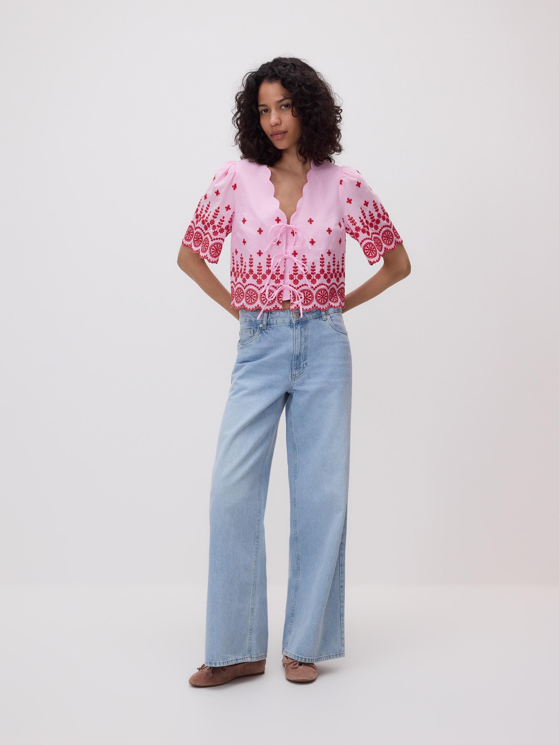 Pink Blouse With Openwork Details, Pink, large image number 2