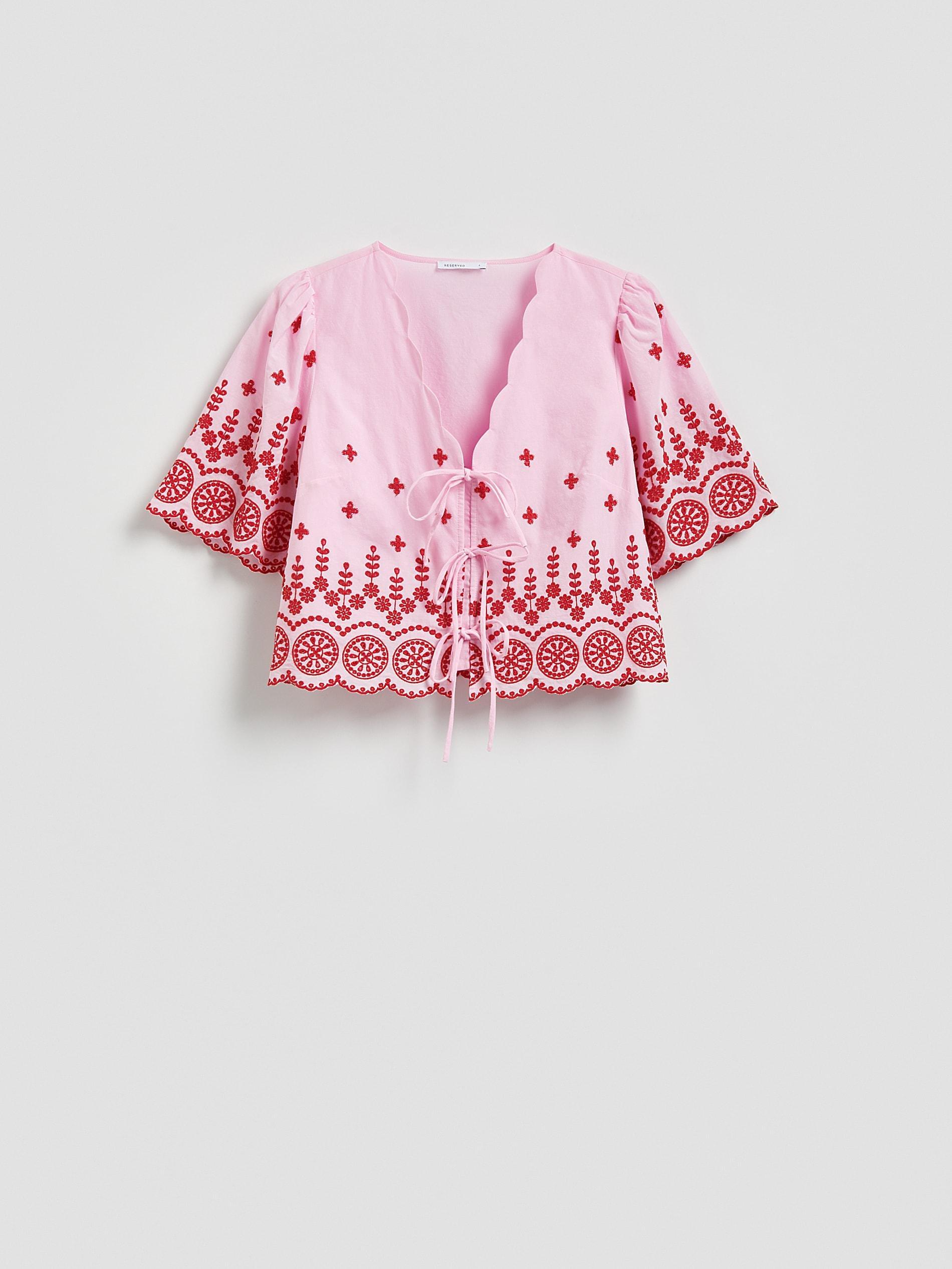 Pink Blouse With Openwork Details, Pink, large image number 4