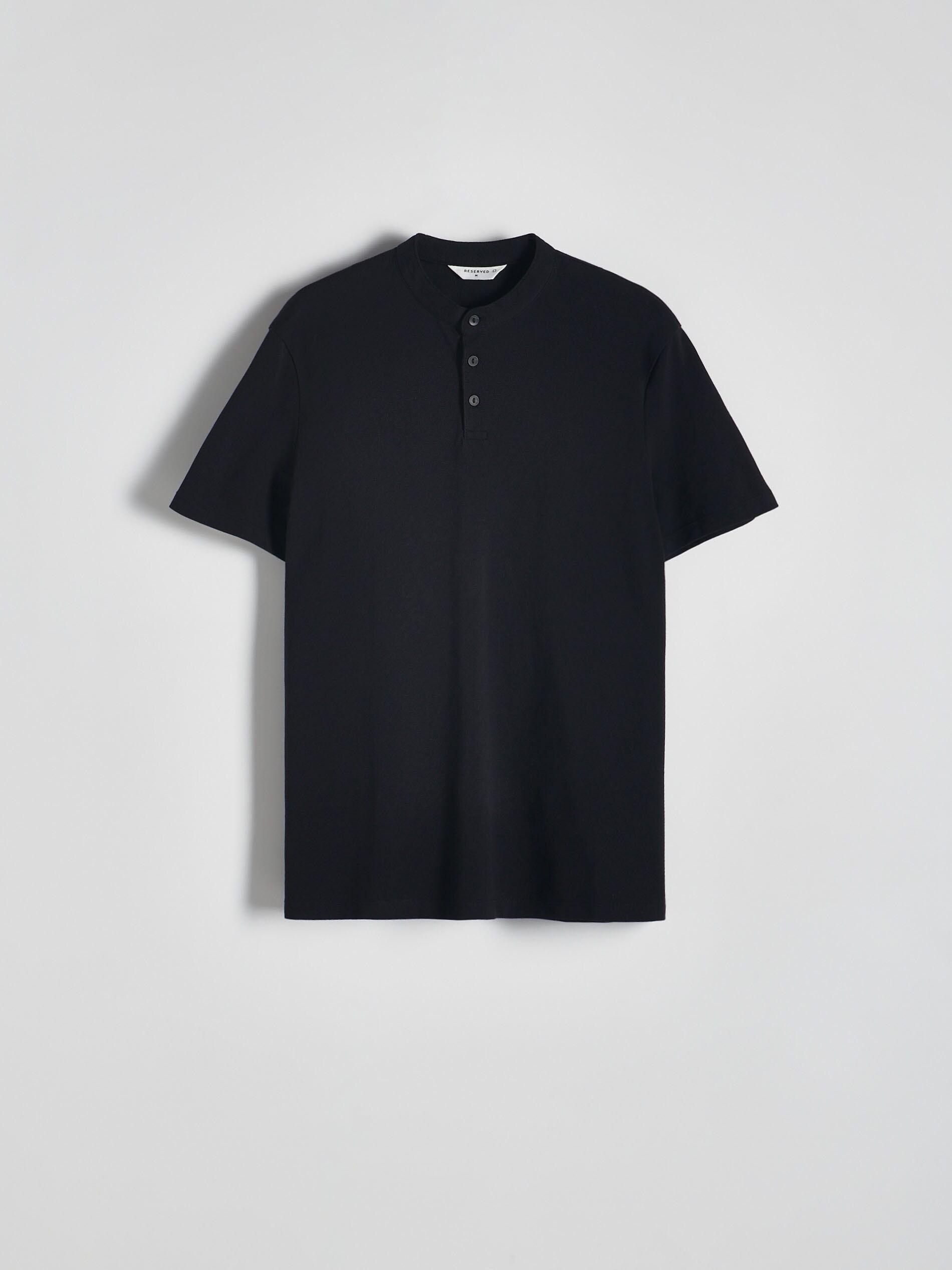 Black Stand-Up Collar Polo Shirt, , large image number 0
