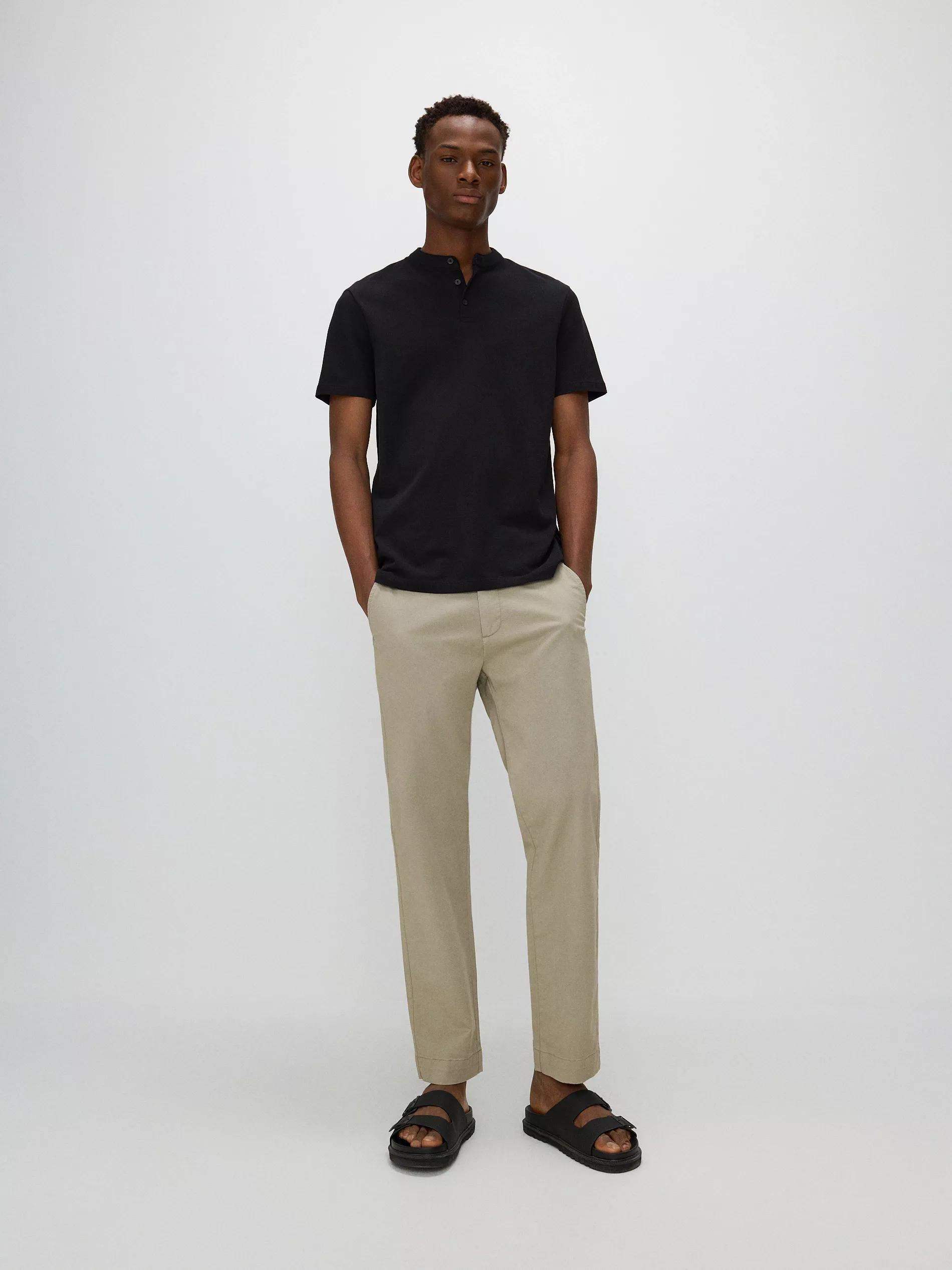 Black Stand-Up Collar Polo Shirt, , large image number 3