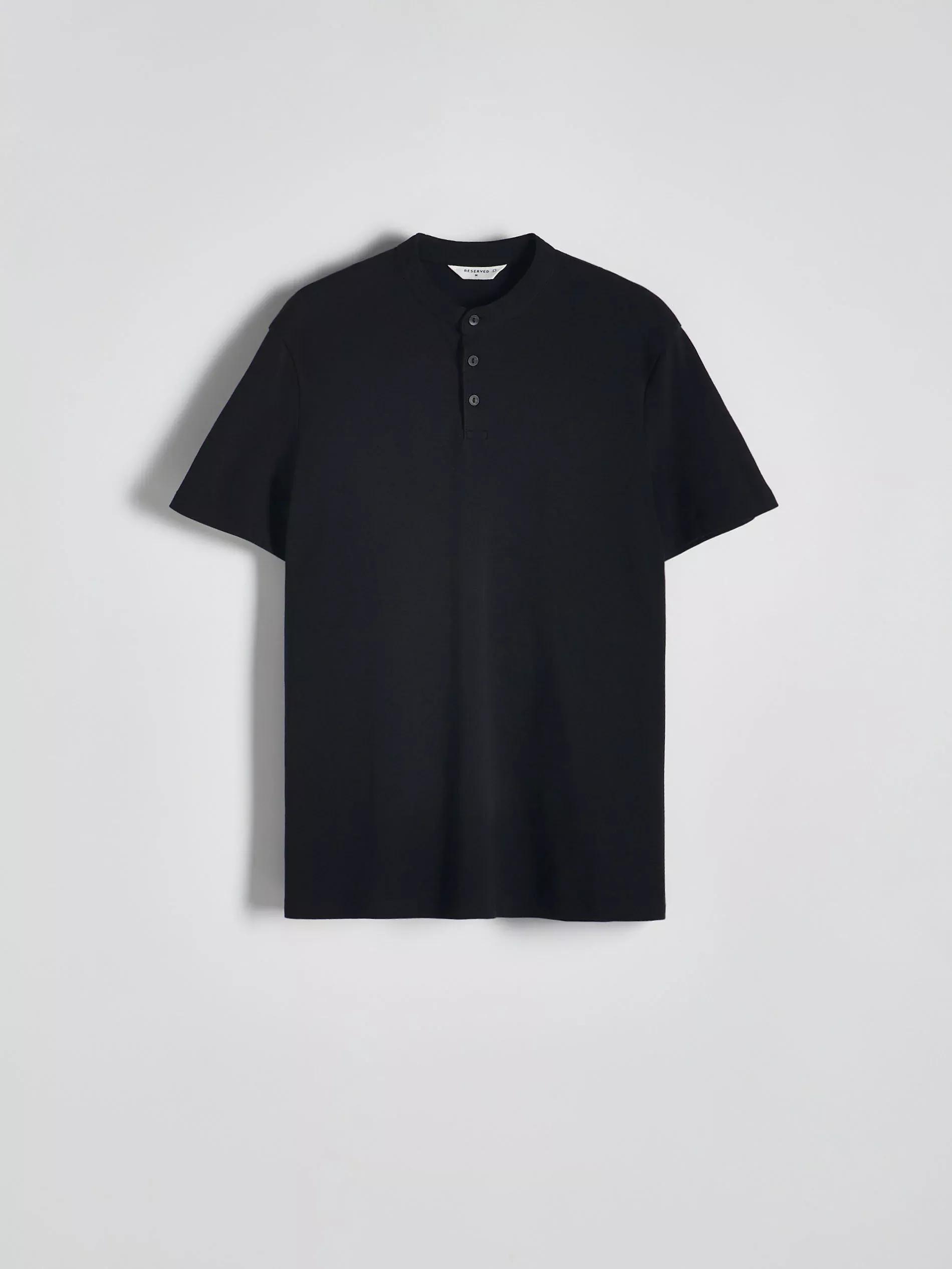 Black Stand-Up Collar Polo Shirt, , large image number 5