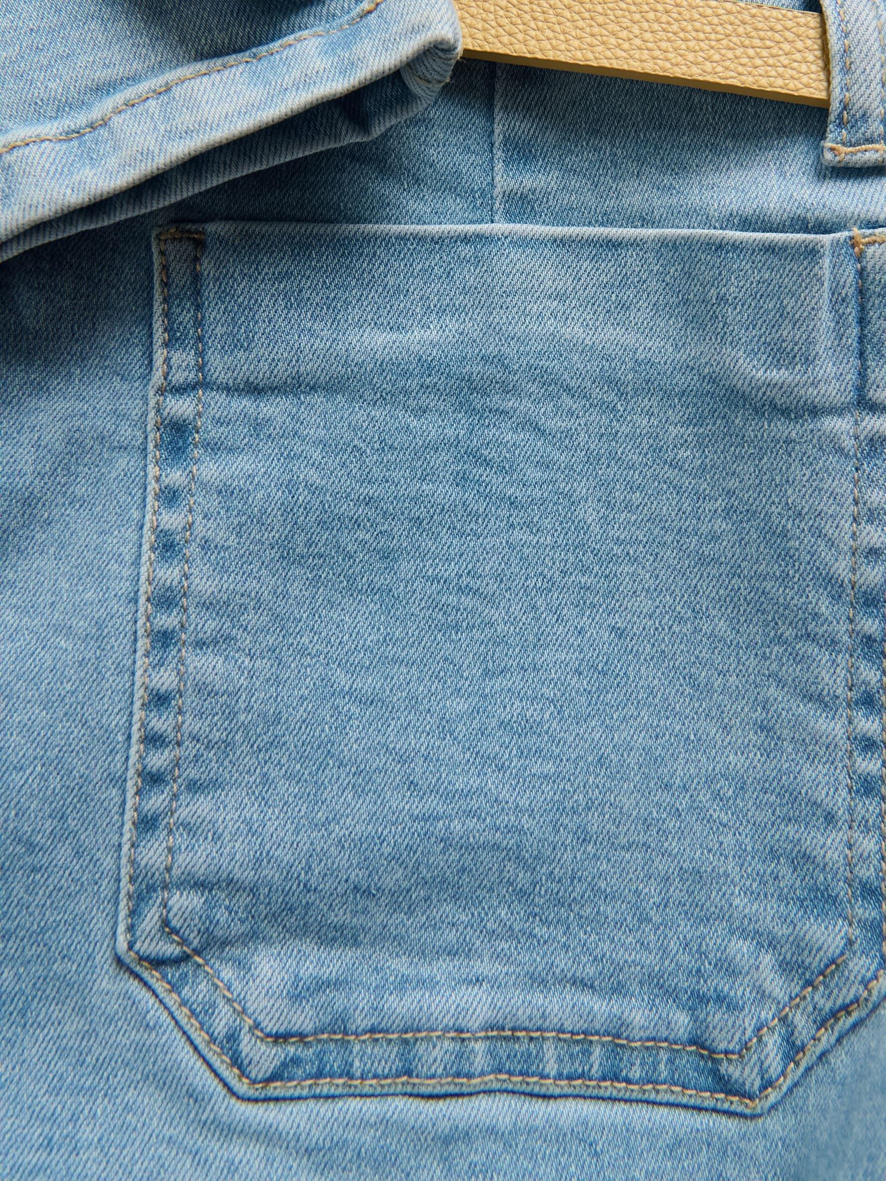 Blue Wide Leg Jeans With Belt, Blue, large image number 6