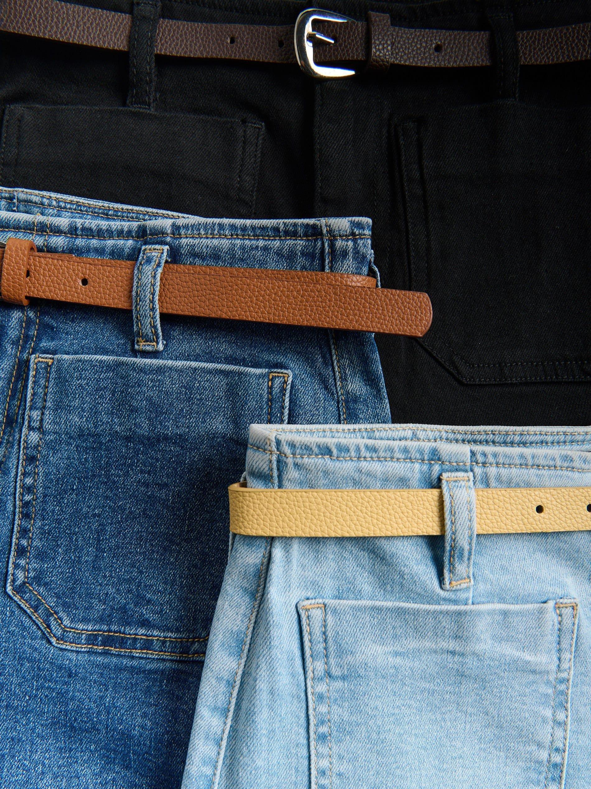 Blue Wide Leg Jeans With Belt, Blue, large image number 7