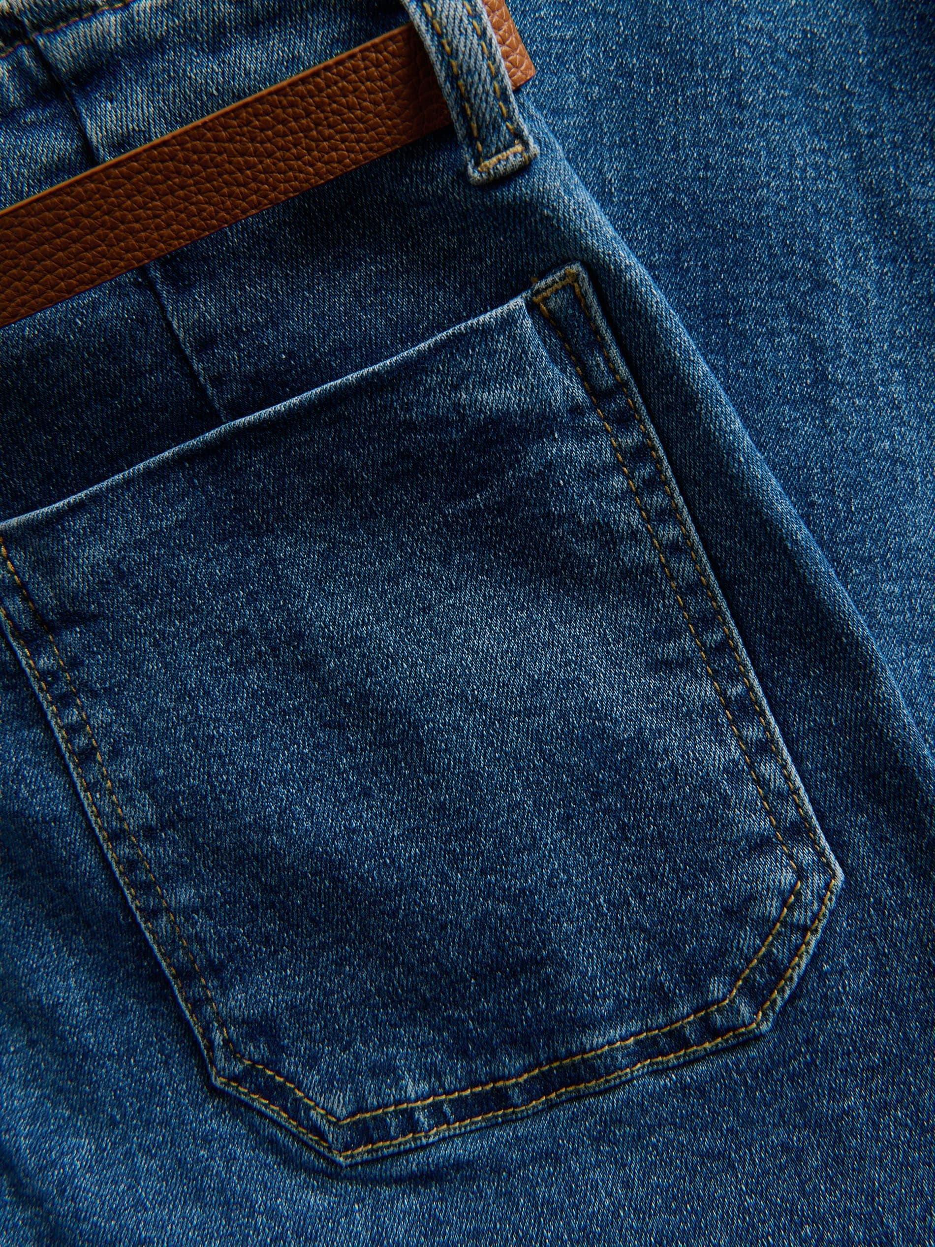 Blue Jeans Wide Leg Jeans With Belt, Blue, large image number 4