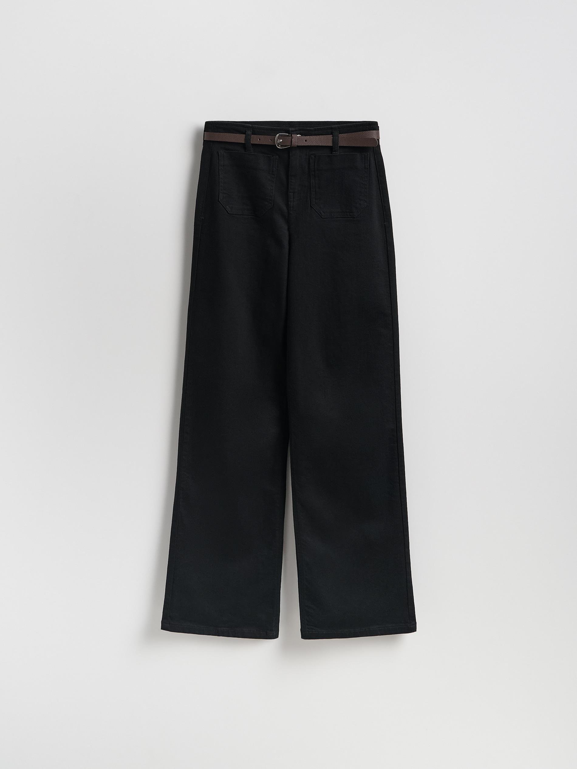 Black Wide Leg Jeans With Belt, Black, large image number 3
