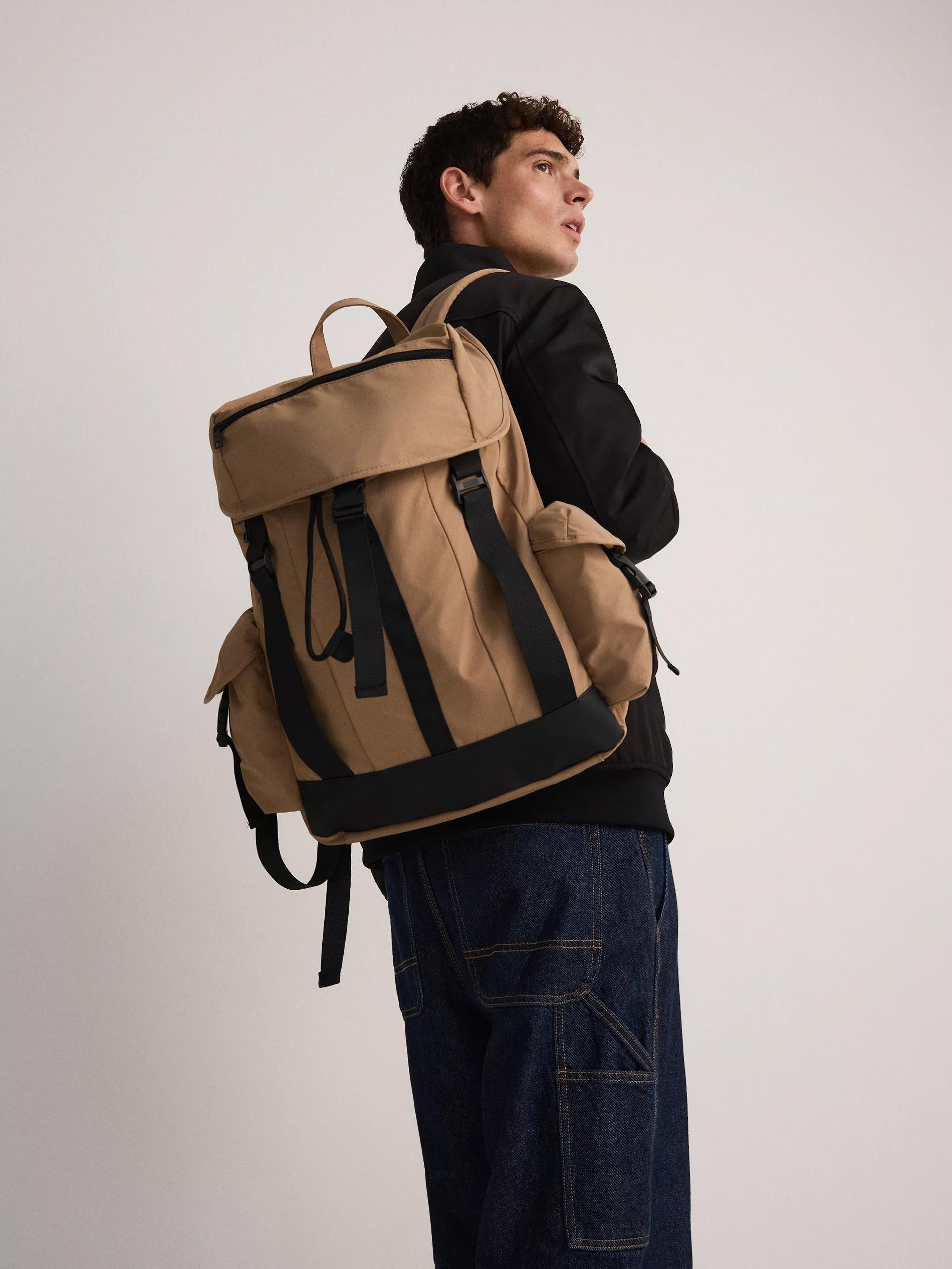 Beige Backpack With Pockets, Beige, large image number 1