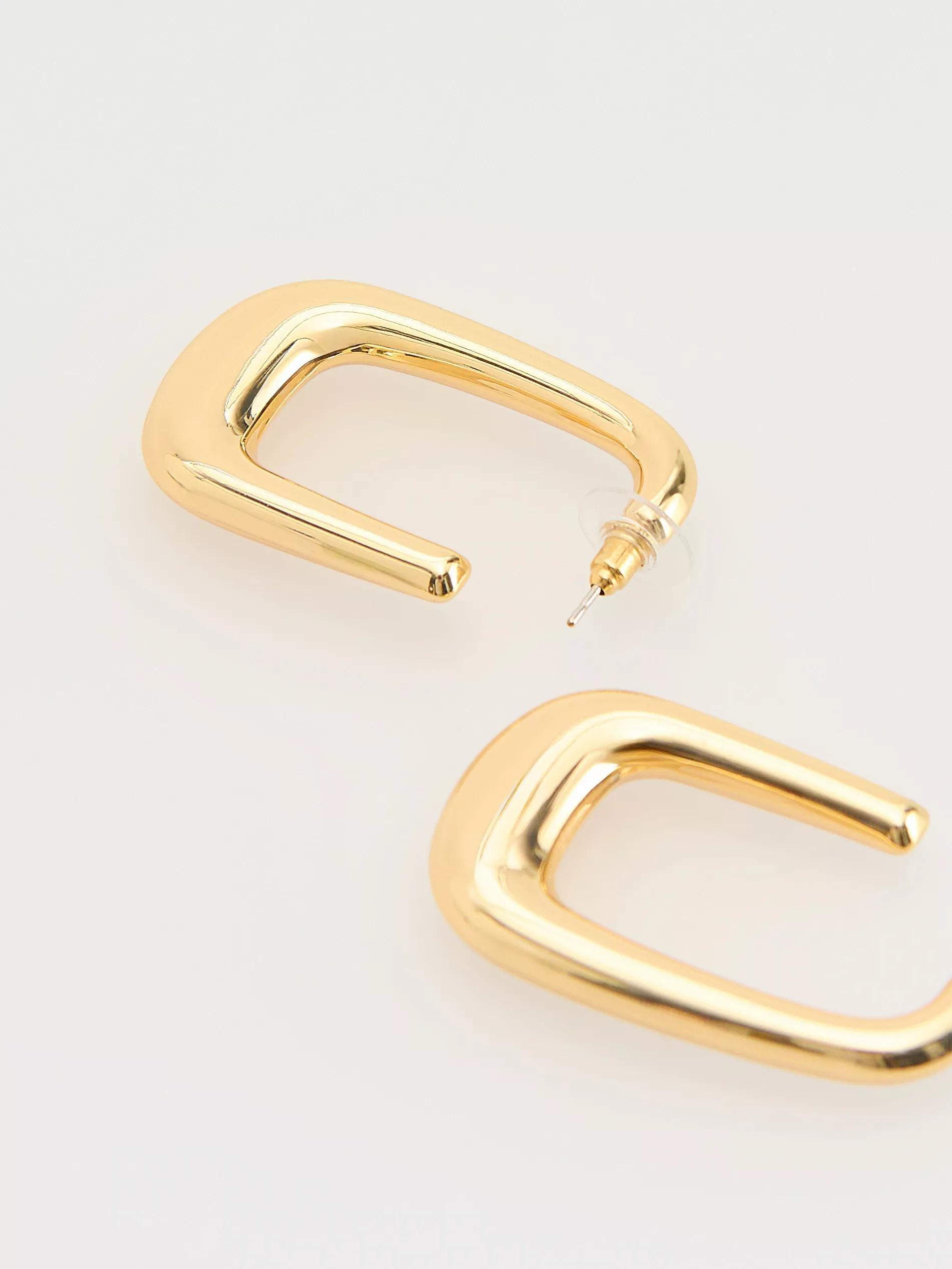 Golden Dangle Earrings, Golden, large image number 3