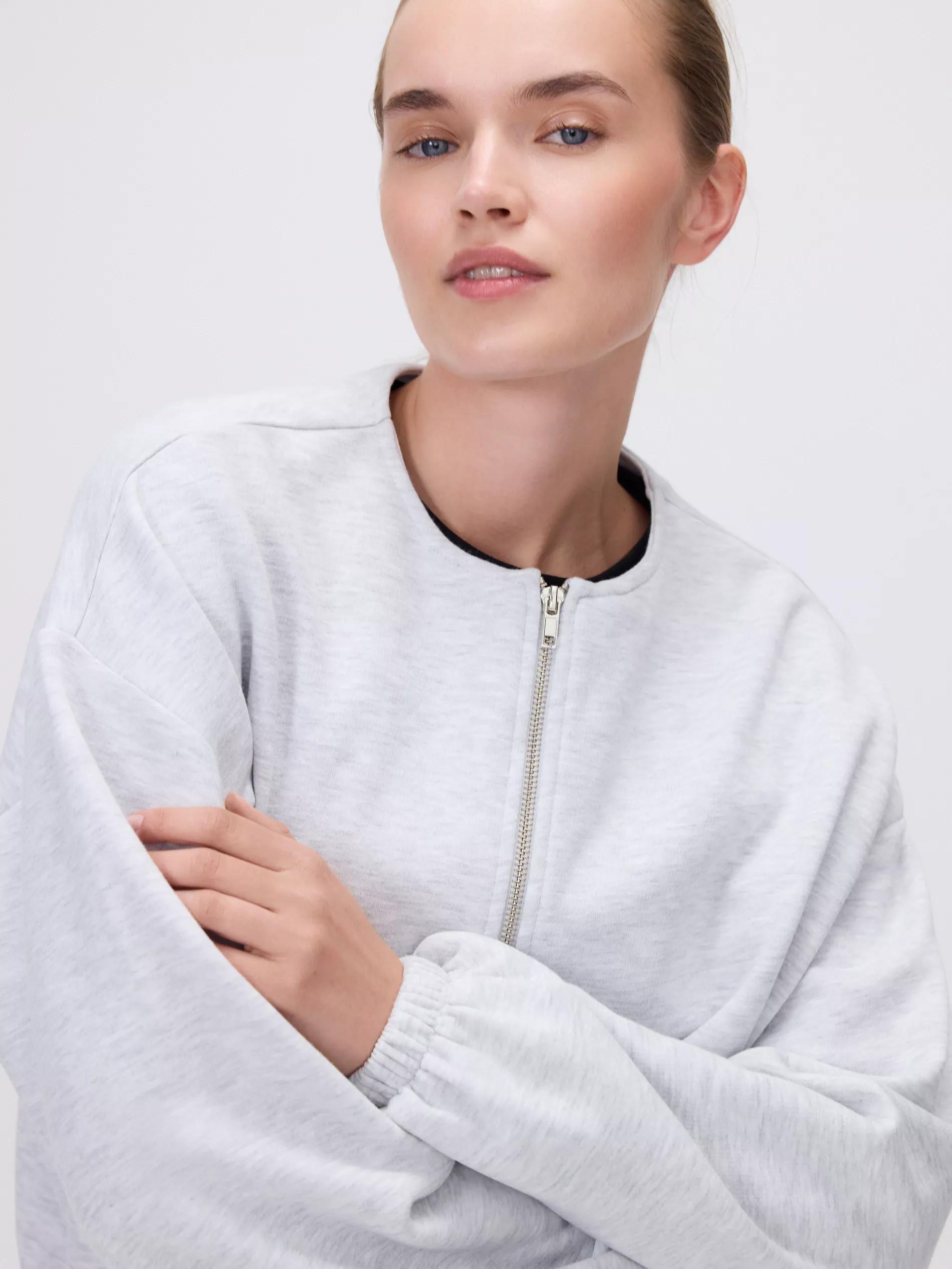 Grey Sweatshirt With Drawstring Hem, Light grey, large image number 0