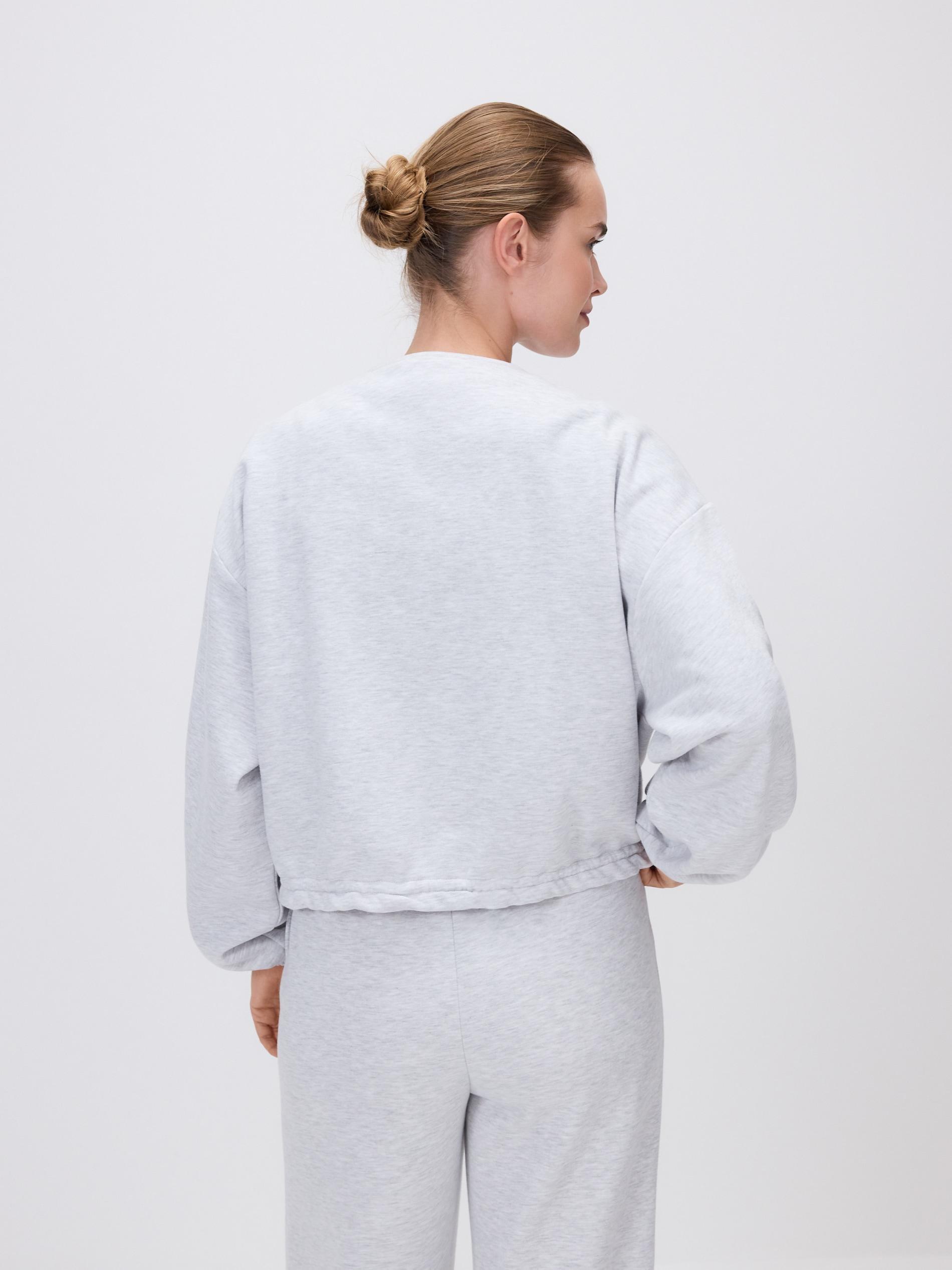 Grey Sweatshirt With Drawstring Hem, Light grey, large image number 2