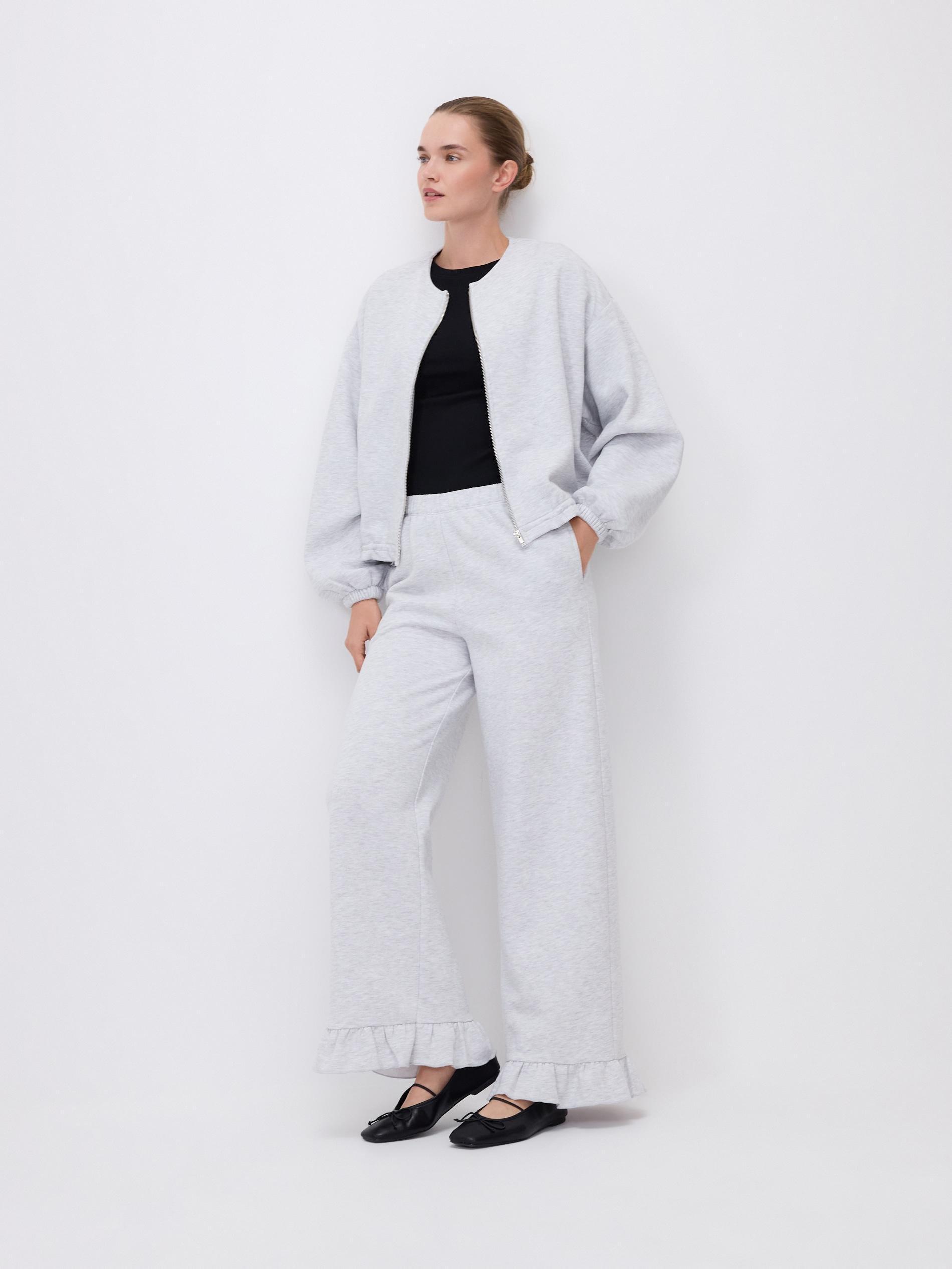 Grey Sweatshirt With Drawstring Hem, Light grey, large image number 3