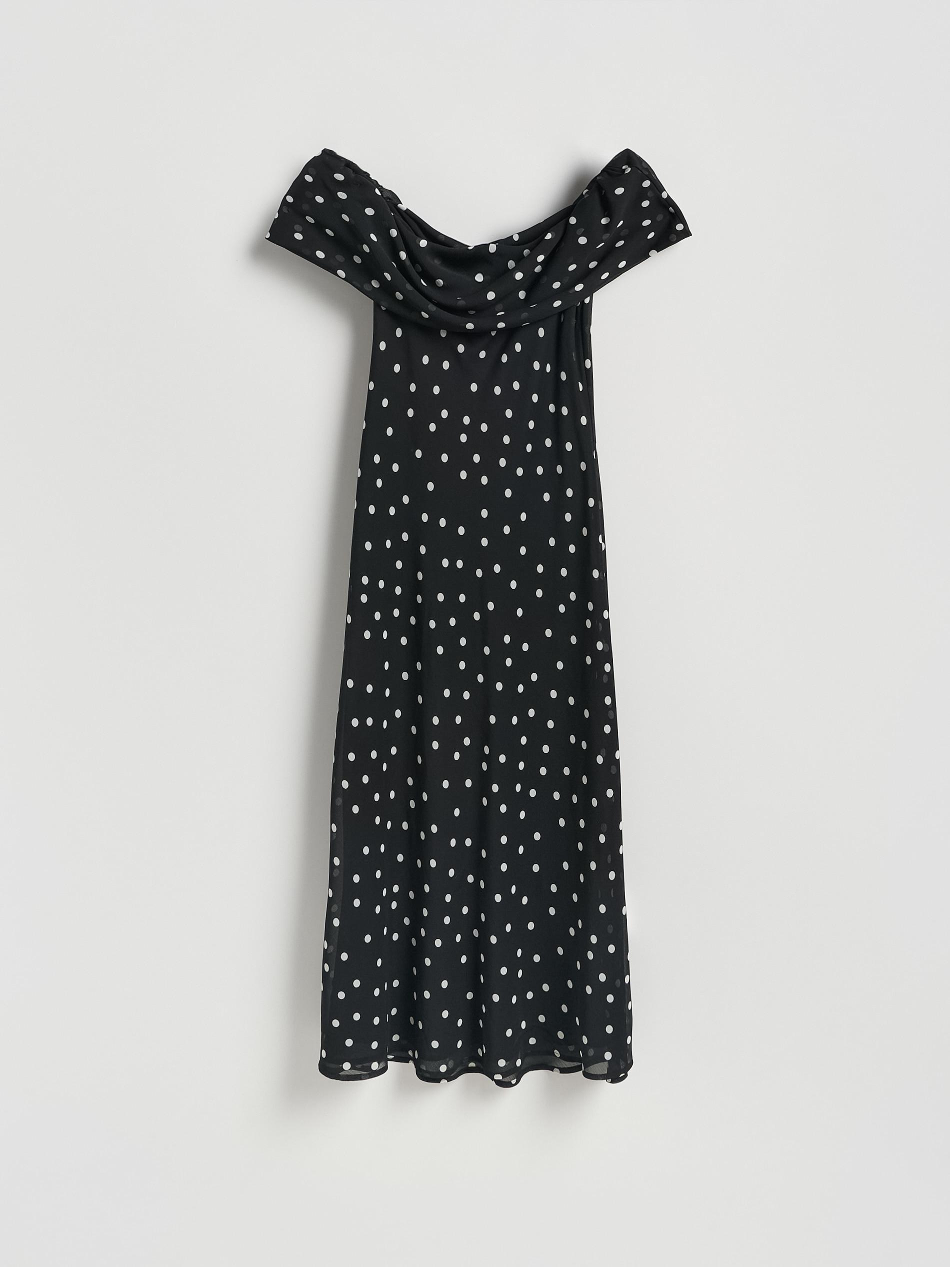 Brown Polka Dot Midi Dress, Brown, large image number 4