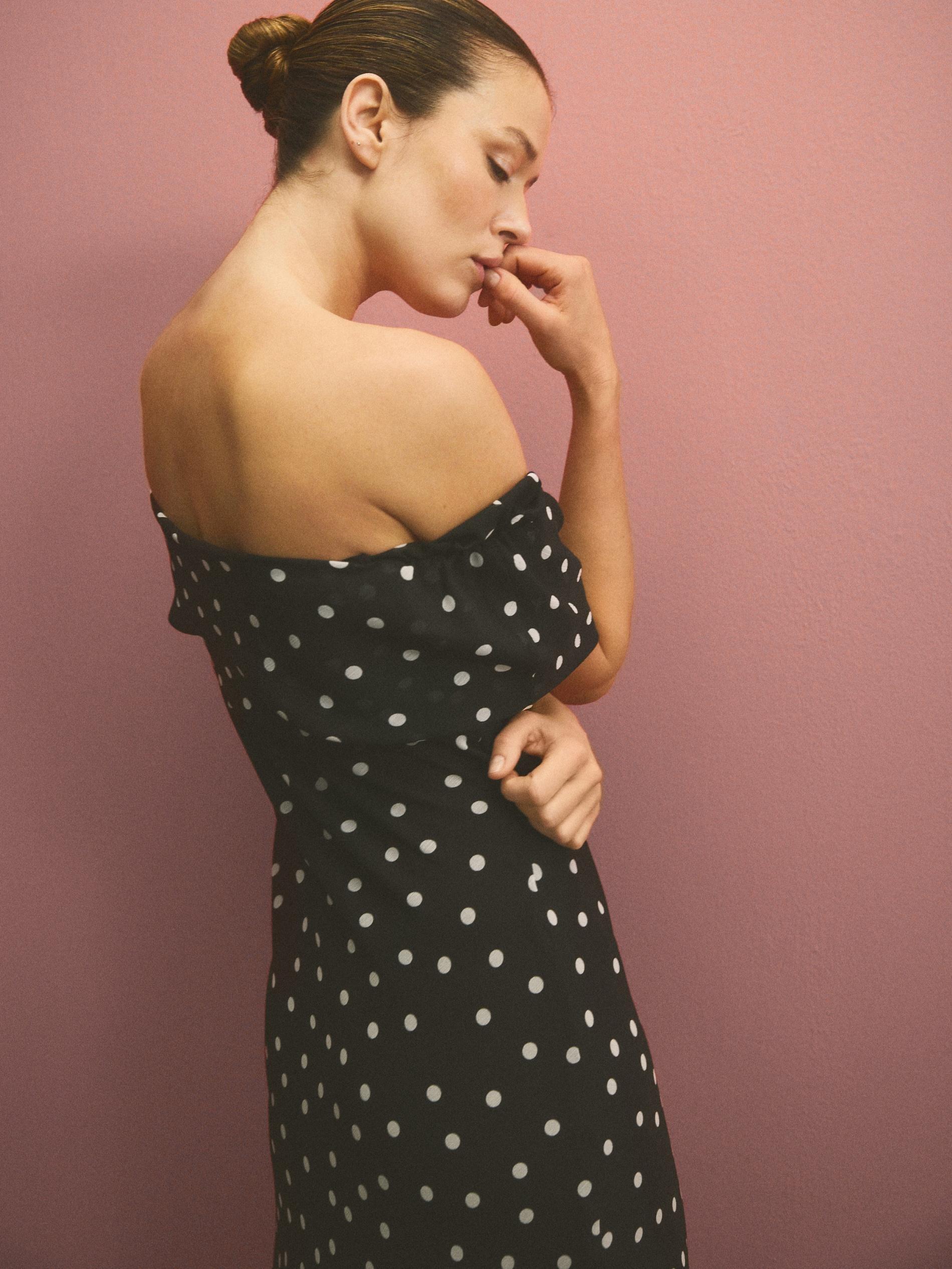 Brown Polka Dot Midi Dress, Brown, large image number 8