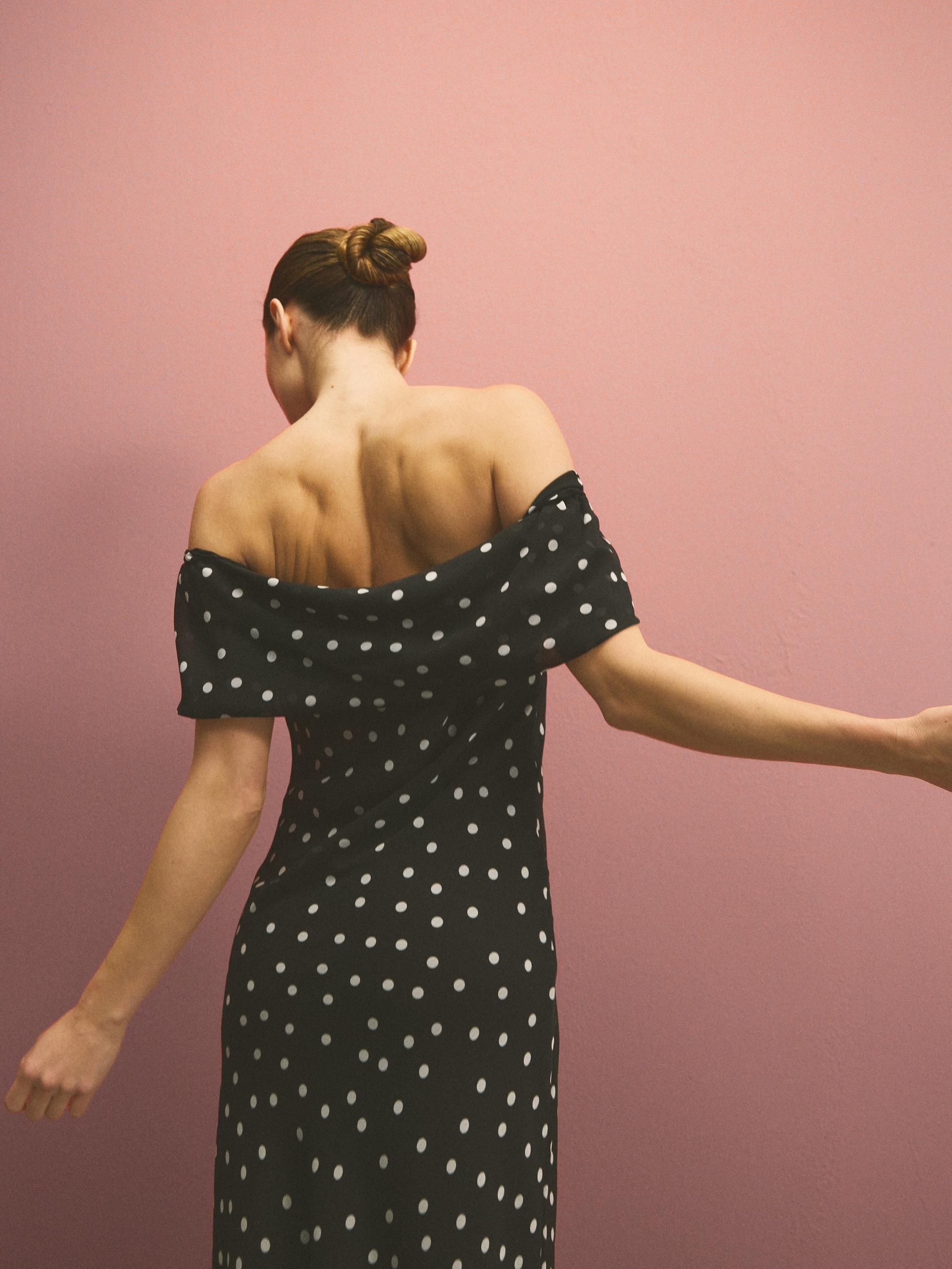 Brown Polka Dot Midi Dress, Brown, large image number 9