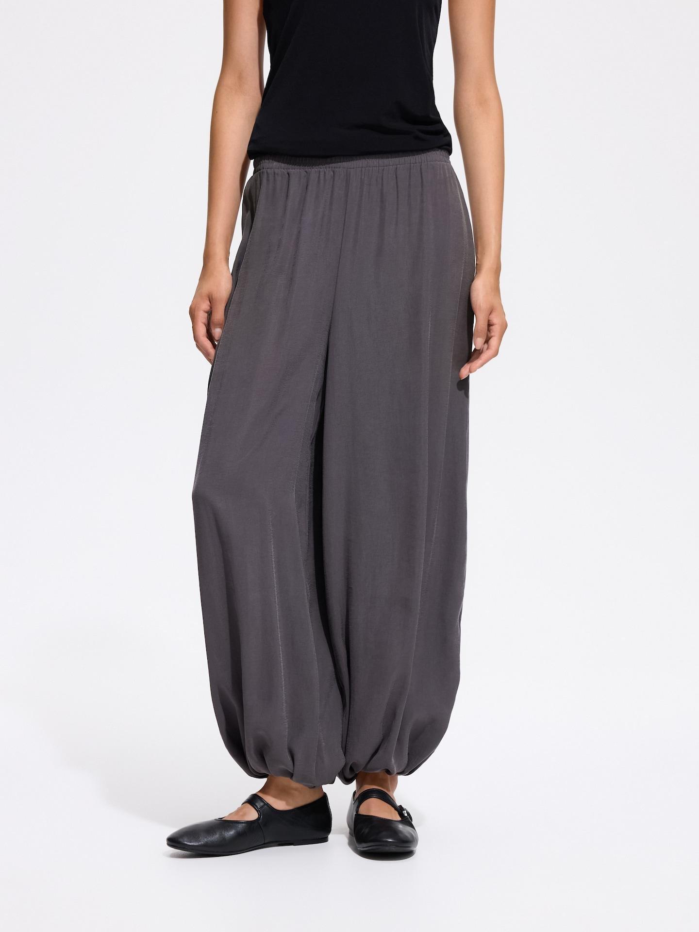 Grey Balloon Trousers With Modal, Grey, large image number 3