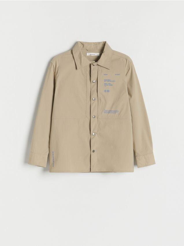 Beige Printed Shirt, Kids Boys, , large image number 1