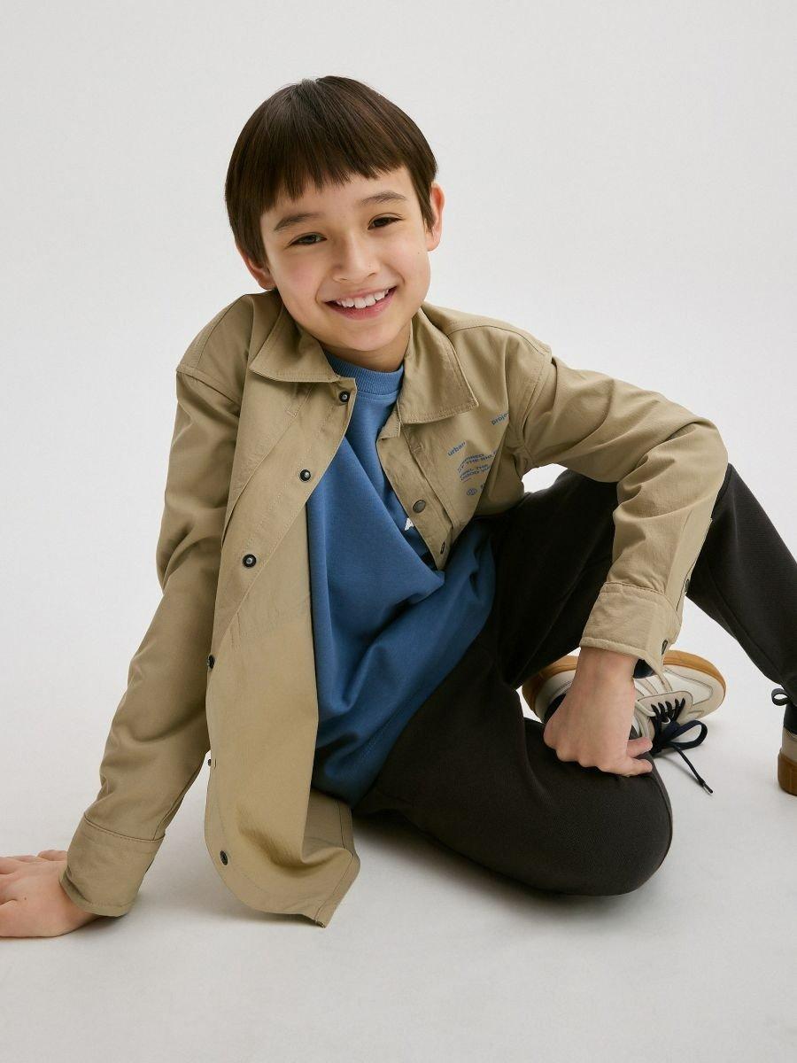 Beige Printed Shirt, Kids Boys, , large image number 5