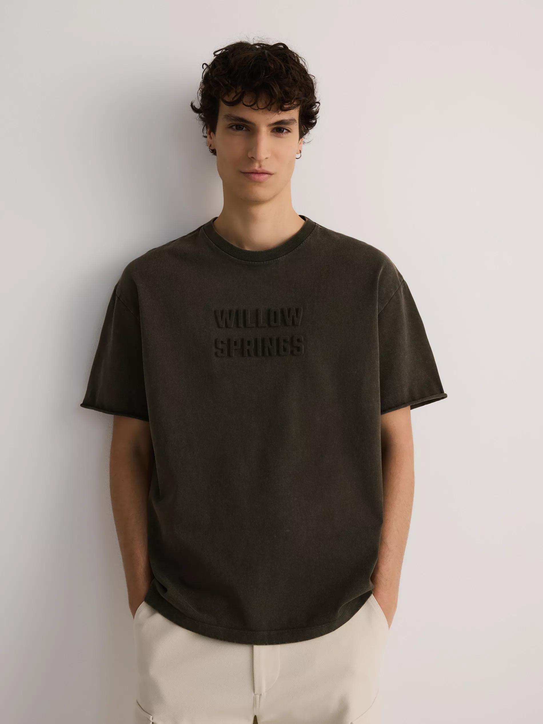 Brown Boxy T-Shirt With Wash Effect, , large image number 2
