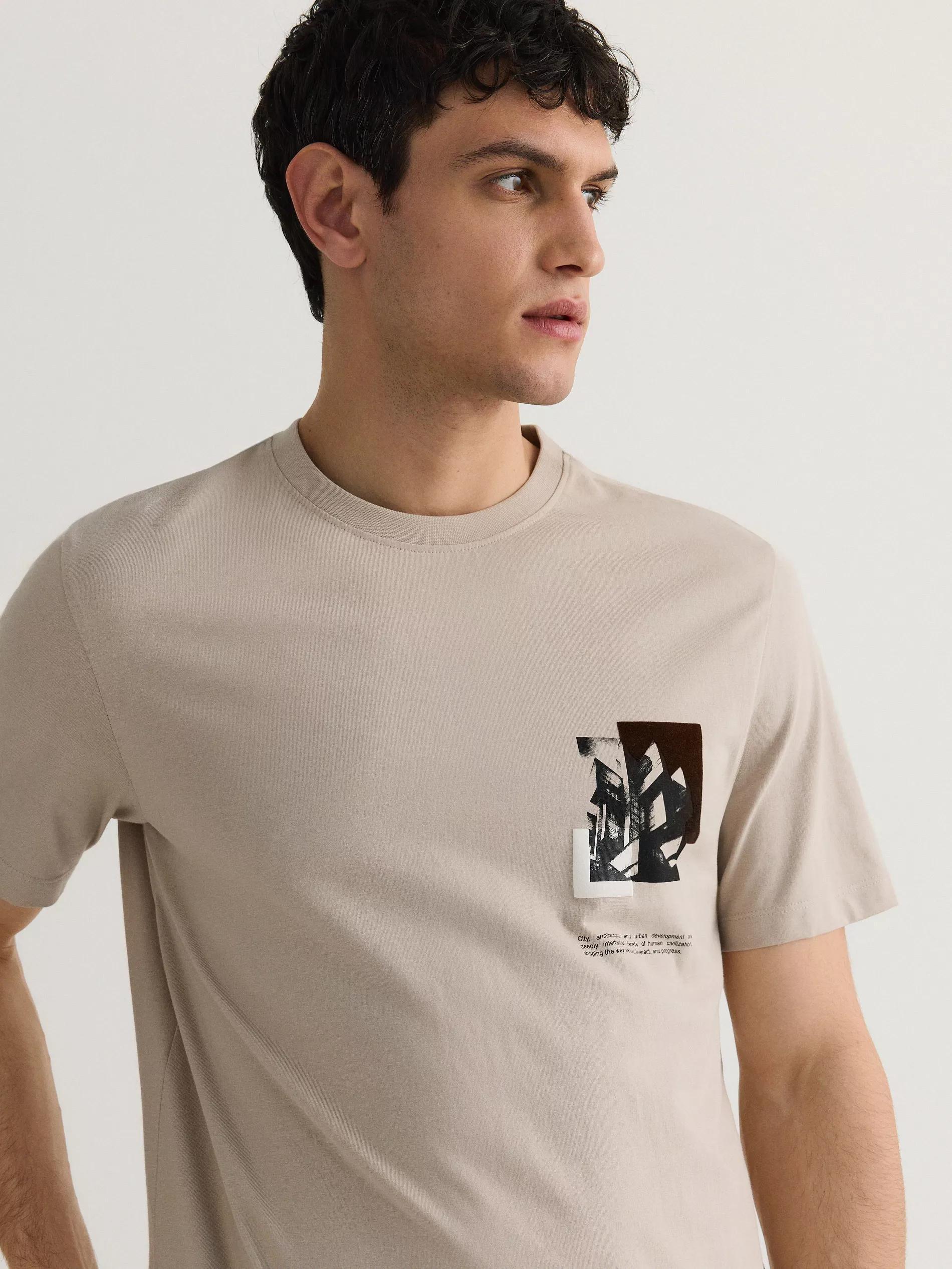Cream Regular T-Shirt With Print, , large image number 0