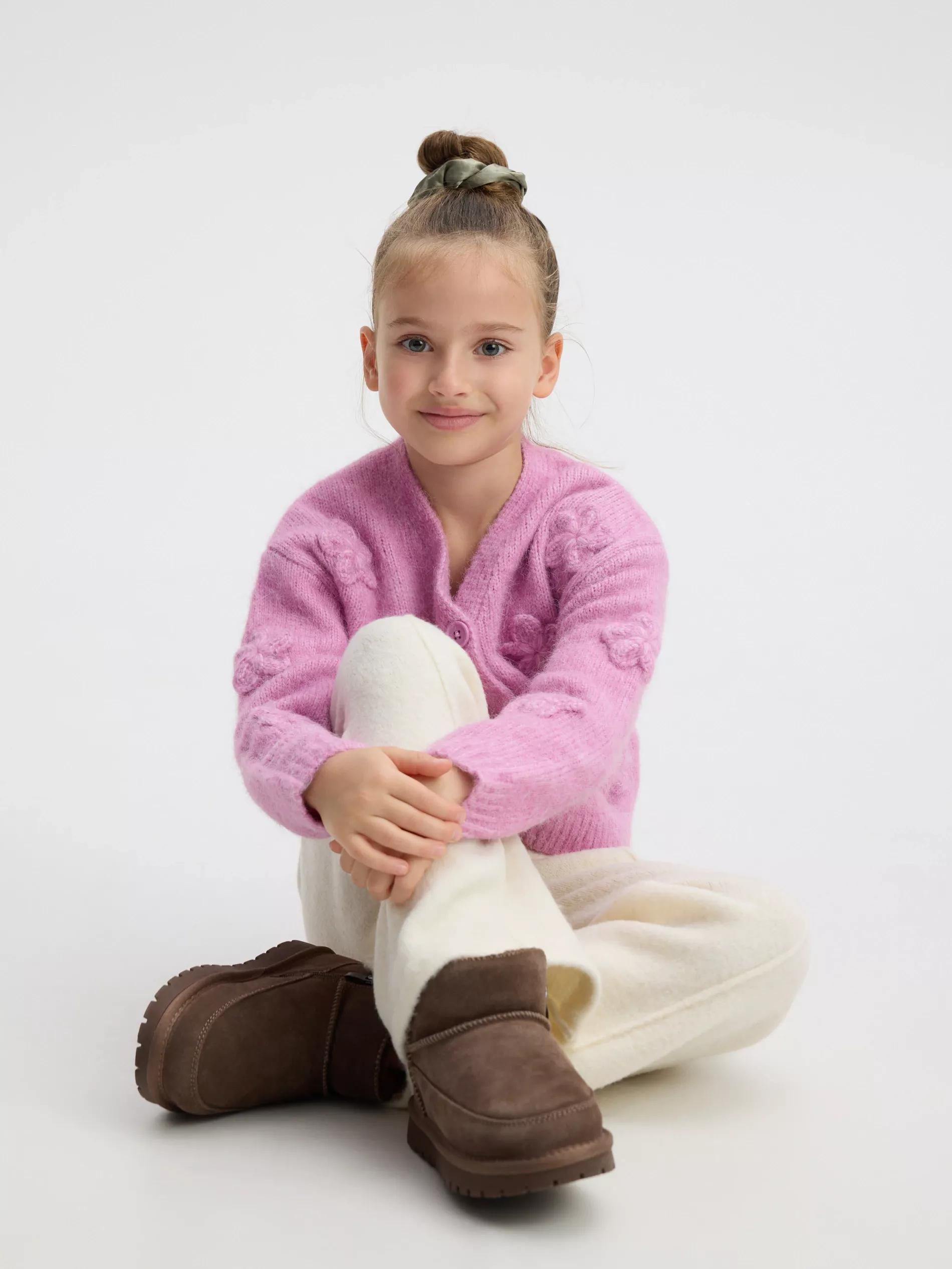 Pink Cardigan With Floral Appliquø£Â©, Pink, medium