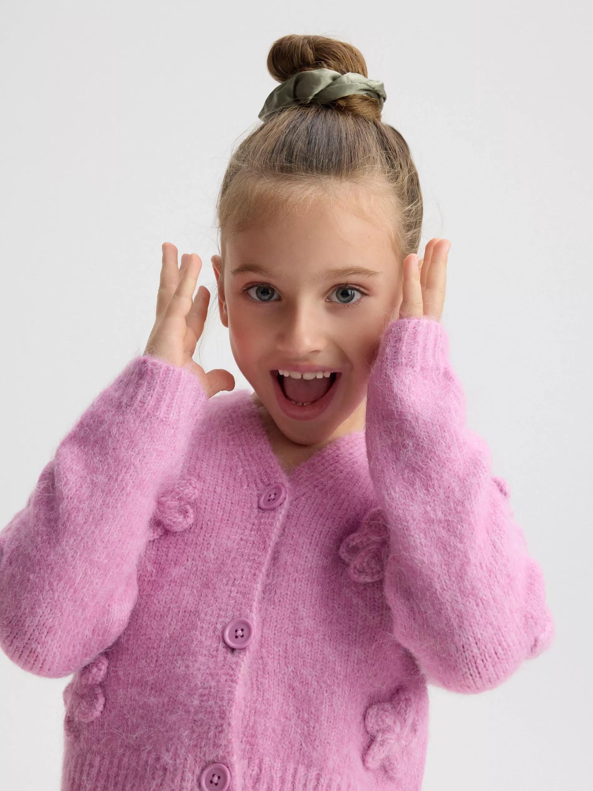 Pink Cardigan With Floral Appliqu&oslash;&pound;&Acirc;&copy;, Pink, large image number 1