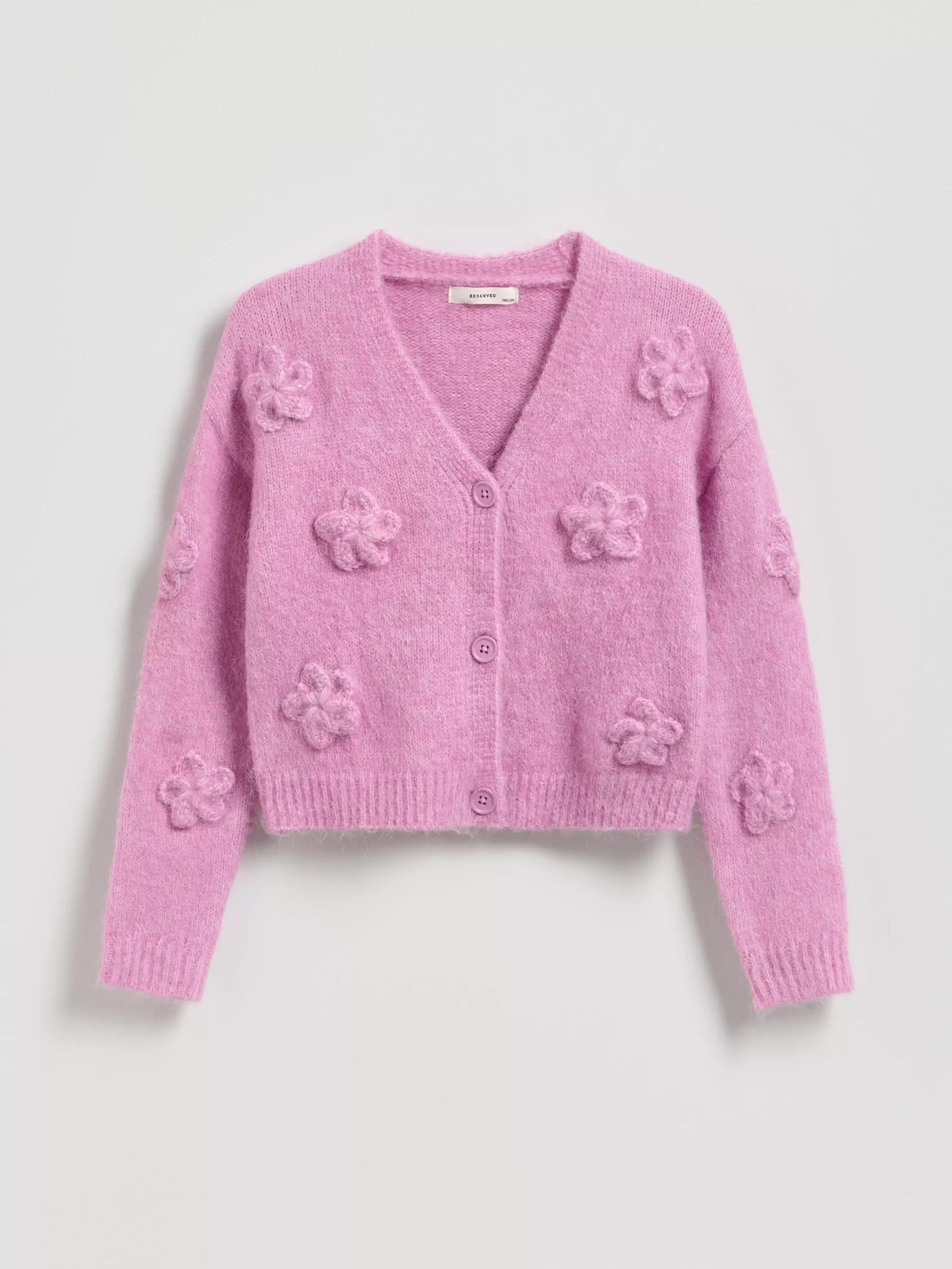 Pink Cardigan With Floral Appliquø£Â©, Pink, large image number 2
