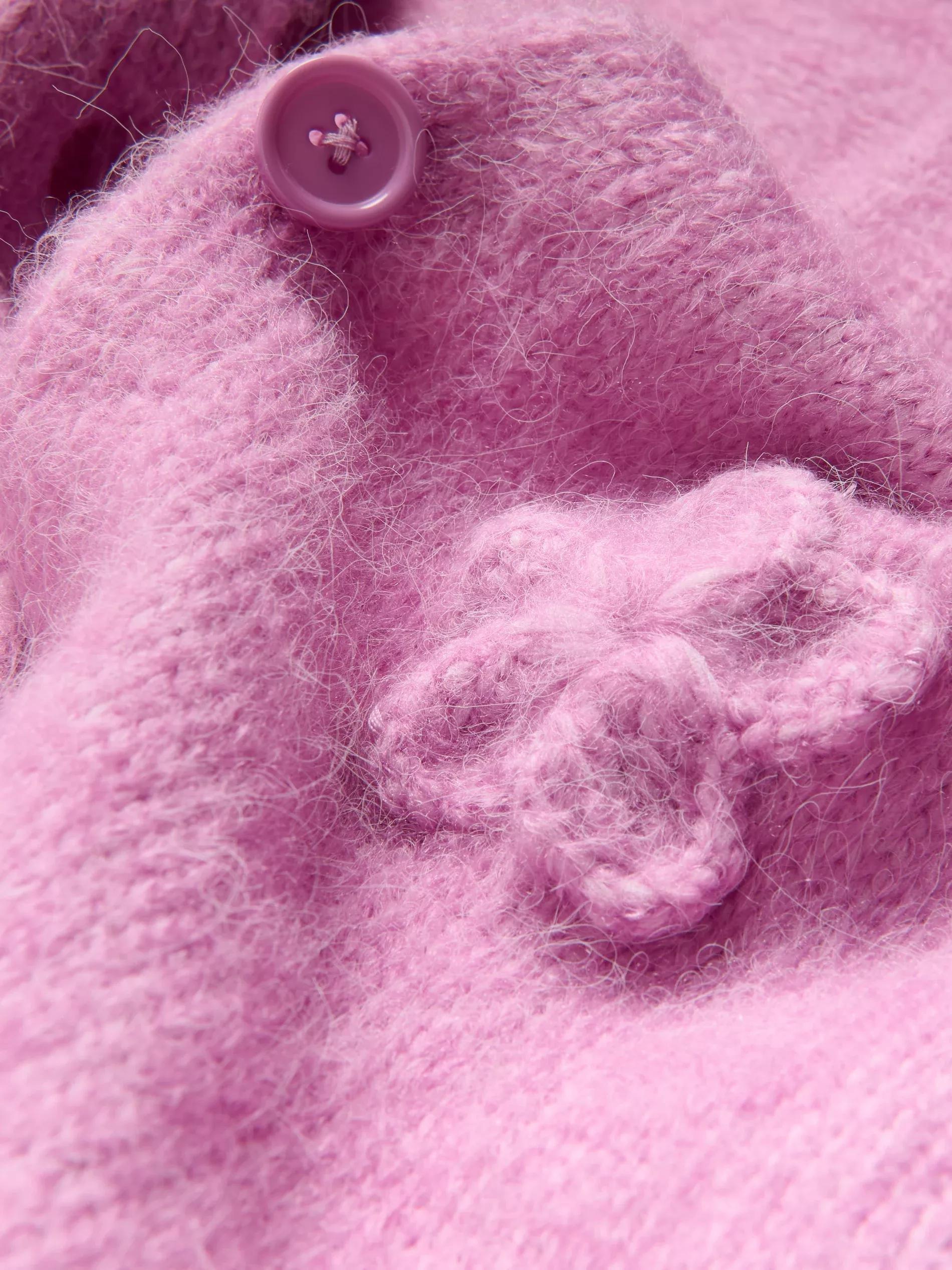 Pink Cardigan With Floral Appliquø£Â©, Pink, large image number 4