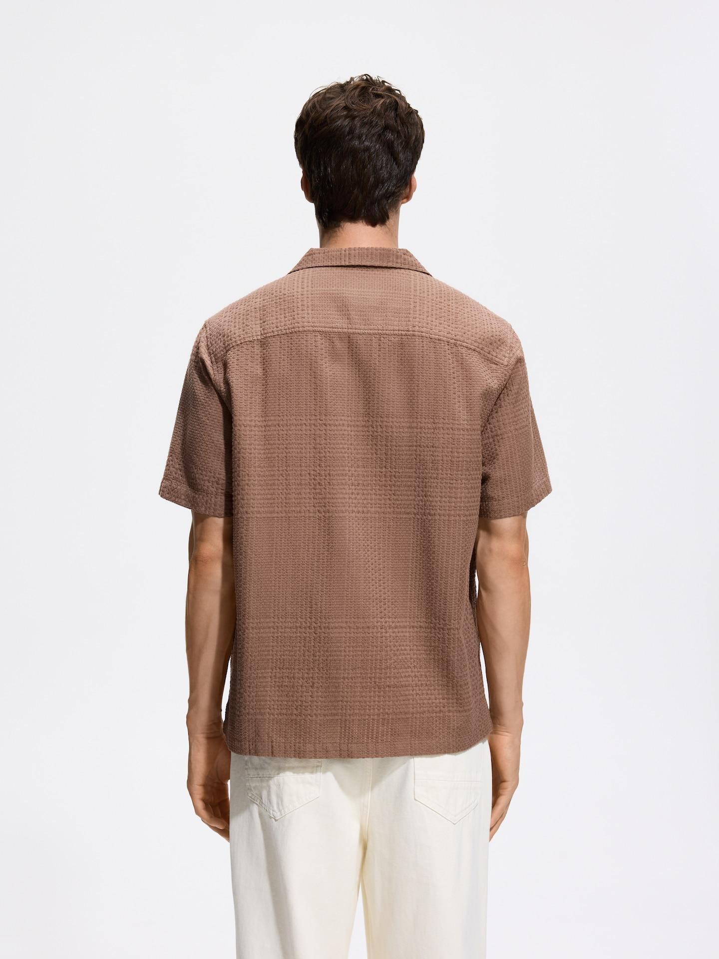 Brown Comfort Fit Structural Fabric Shirt, Brown, large image number 3