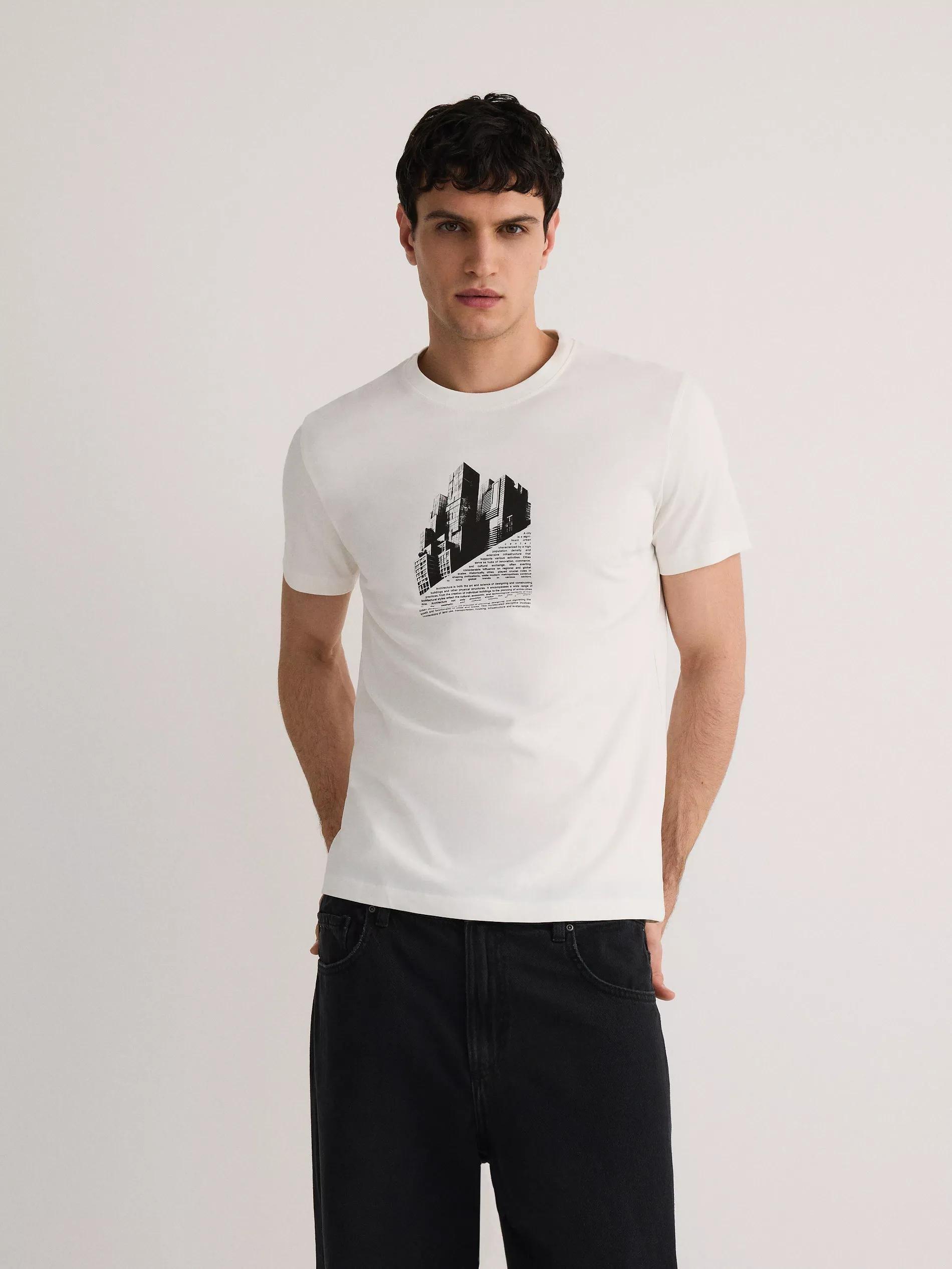 Cream Regular T-Shirt With Print, , medium