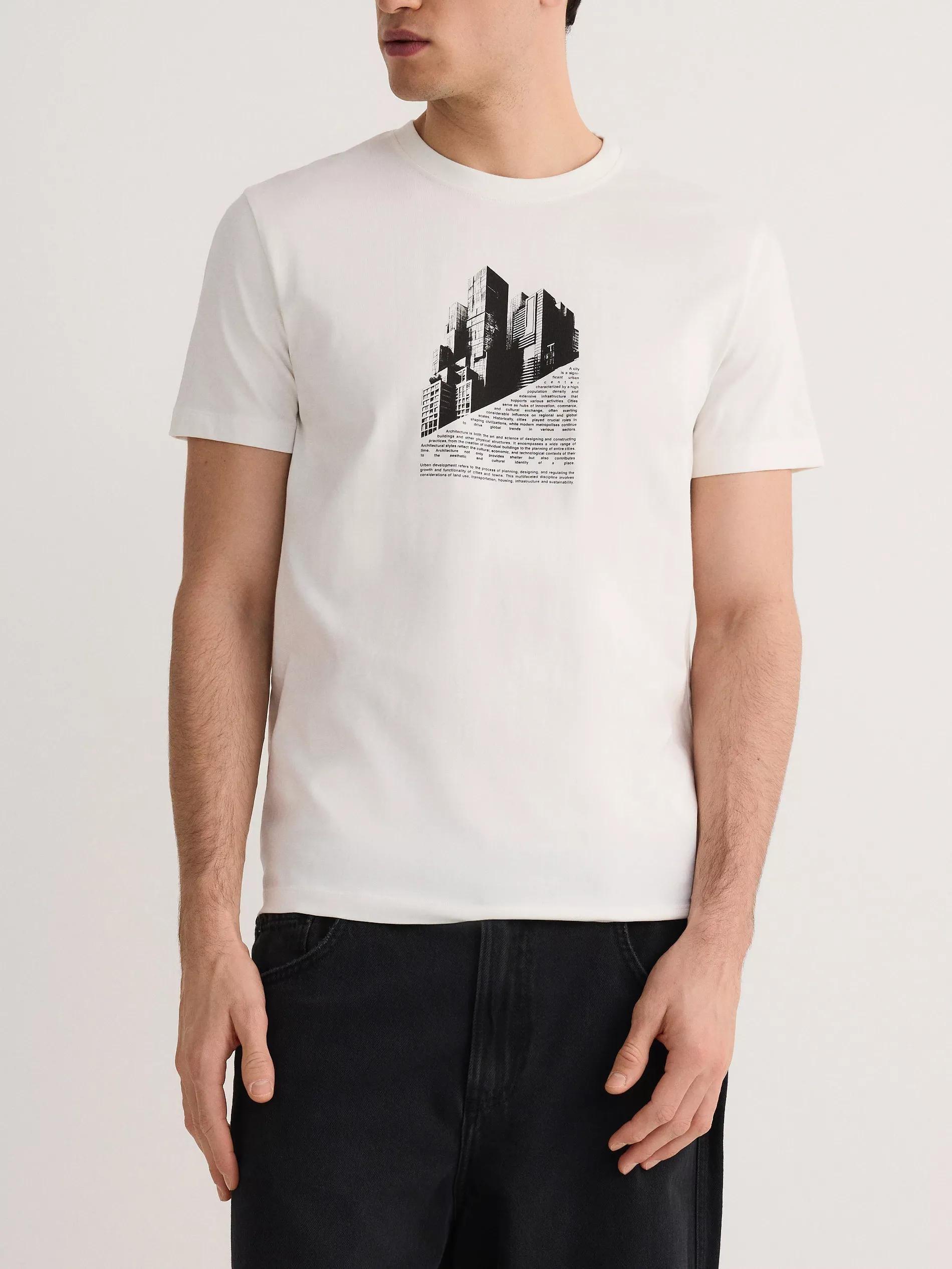 Cream Regular T-Shirt With Print, , large image number 1