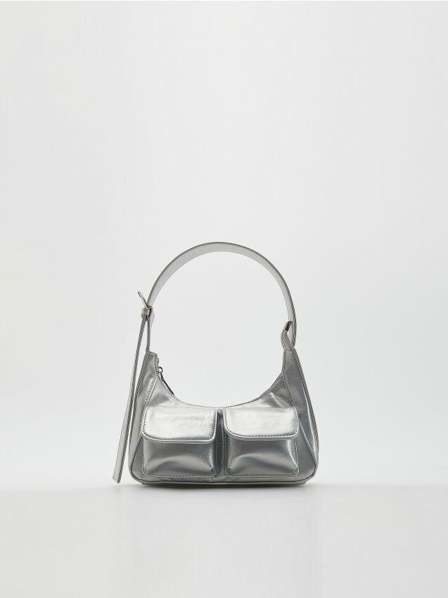 Silver Metallic Effect Handbag, Kids Girls, Silver, large image number 0