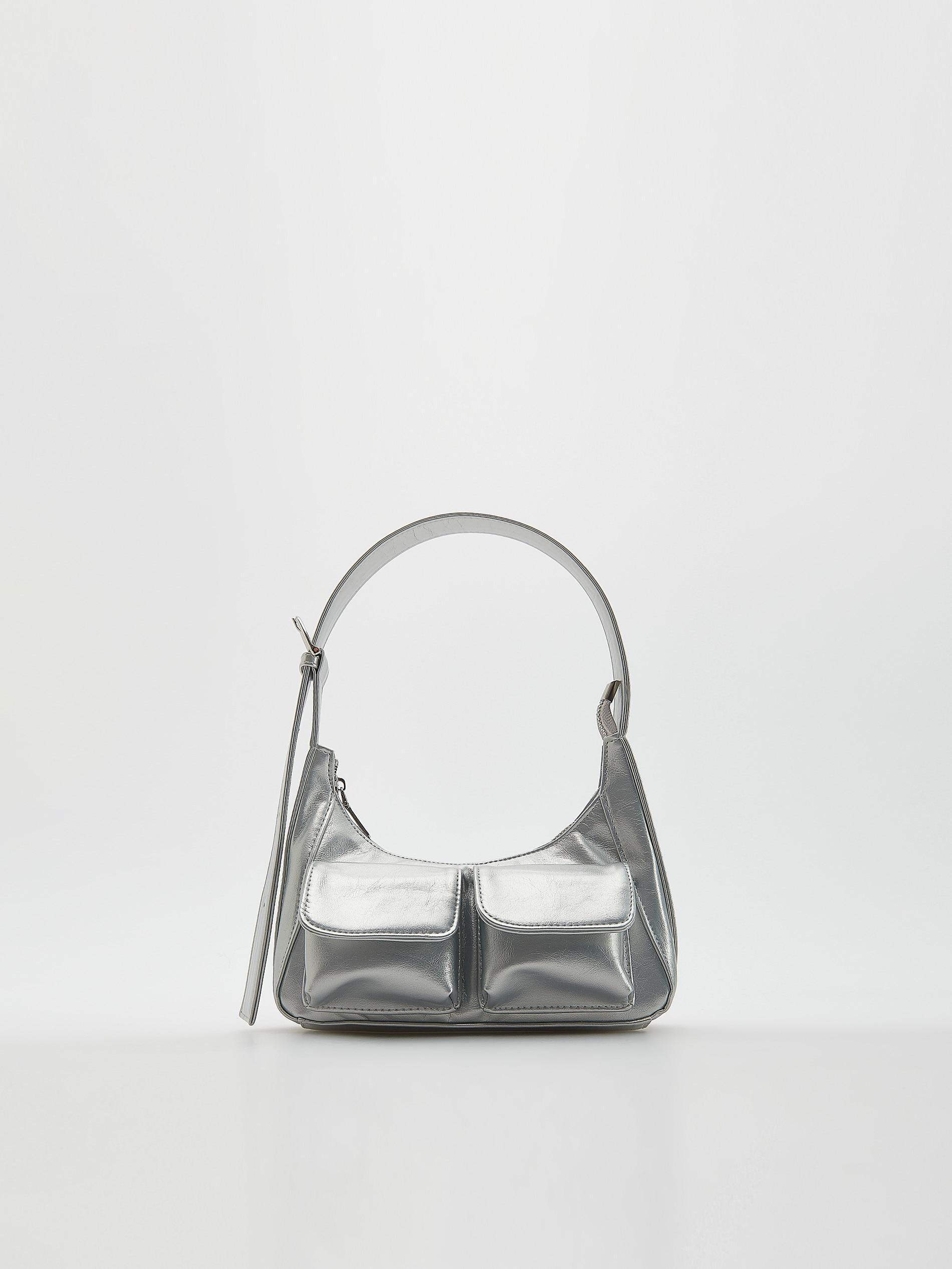Silver Metallic Effect Handbag, Kids Girls, Silver, large image number 1
