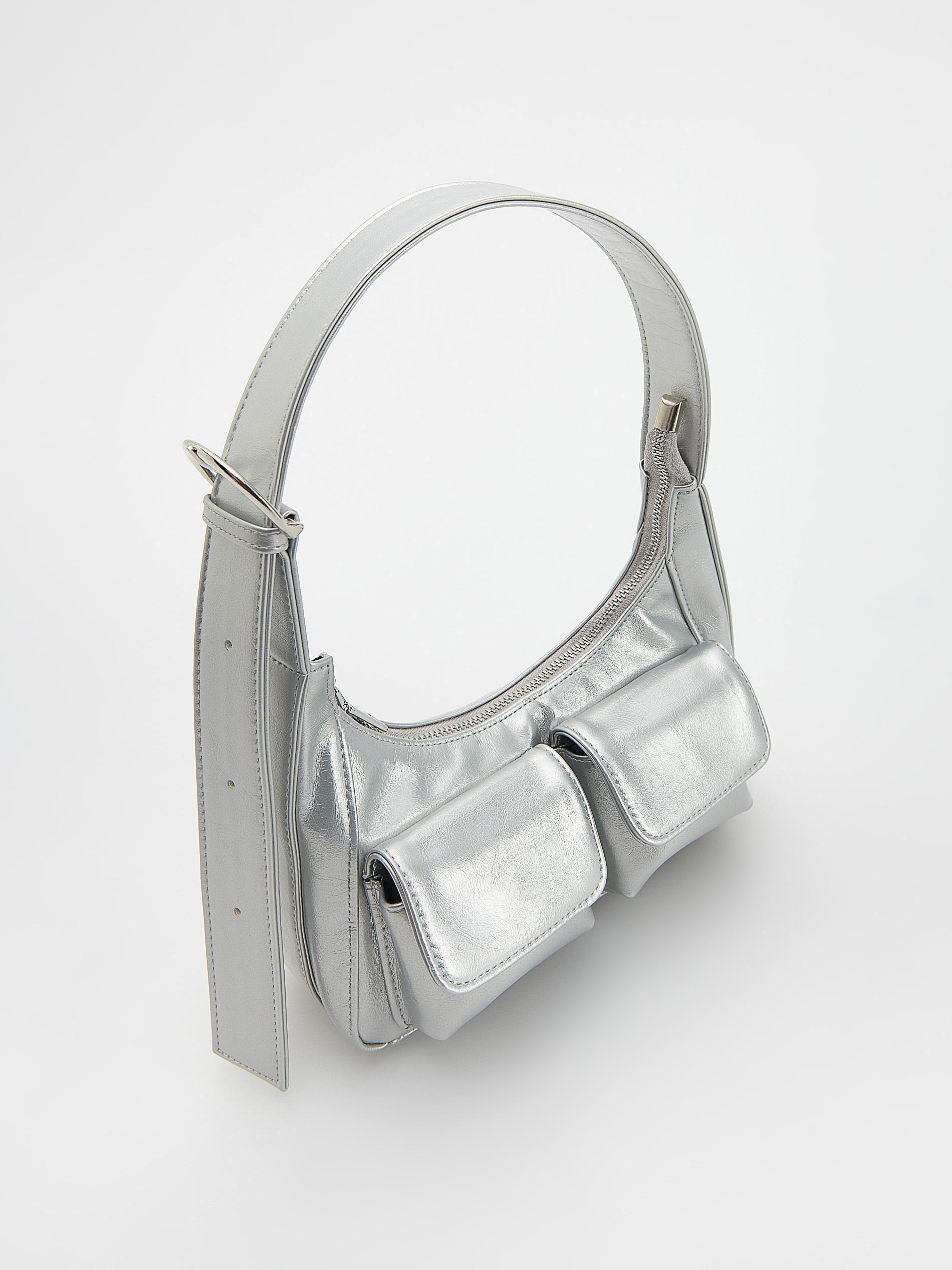 Silver Metallic Effect Handbag, Kids Girls, Silver, large image number 2
