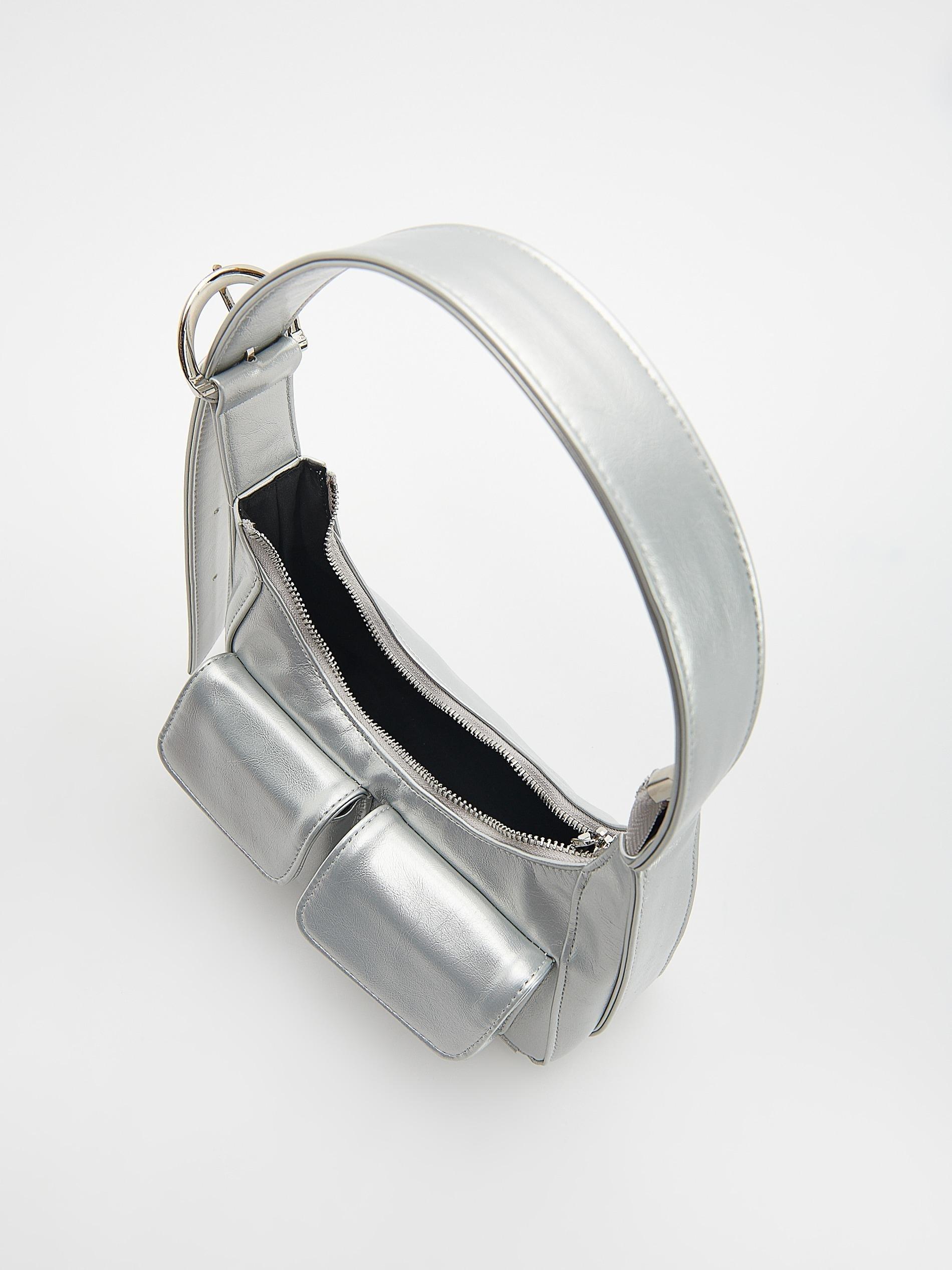 Silver Metallic Effect Handbag, Kids Girls, Silver, large image number 5