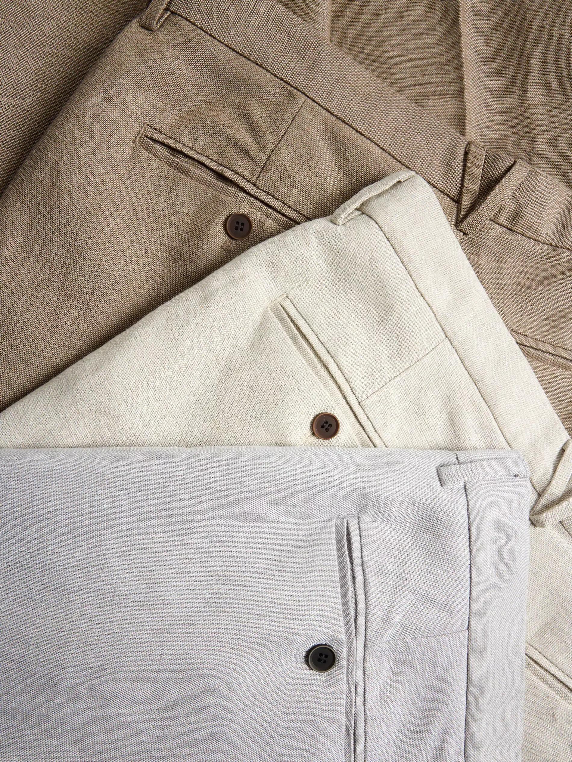 LIGHT GREY Chino regular trousers with linen blend, , large image number 1