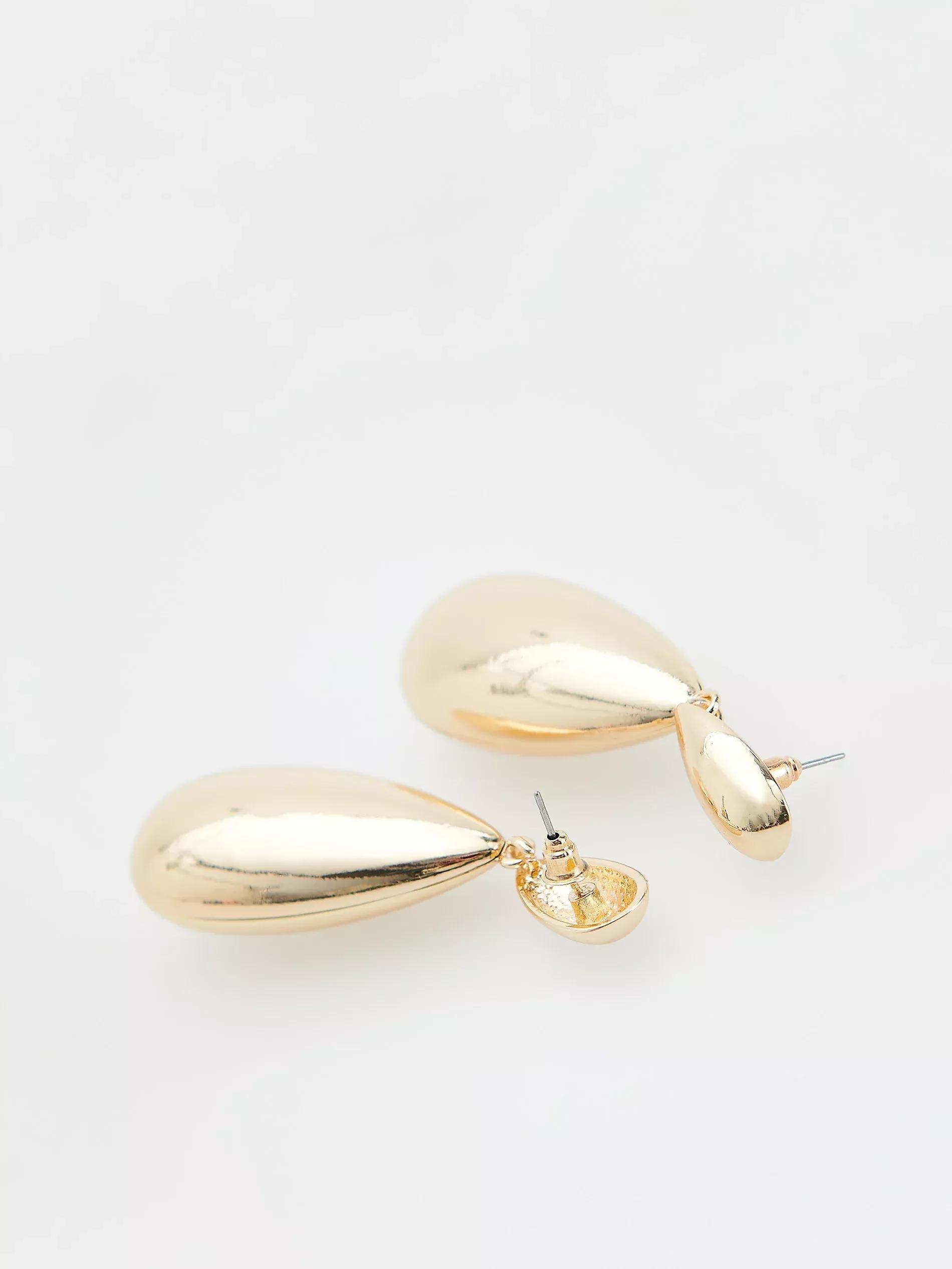 Golden Teardrop Drop Earrings, Golden, large image number 2