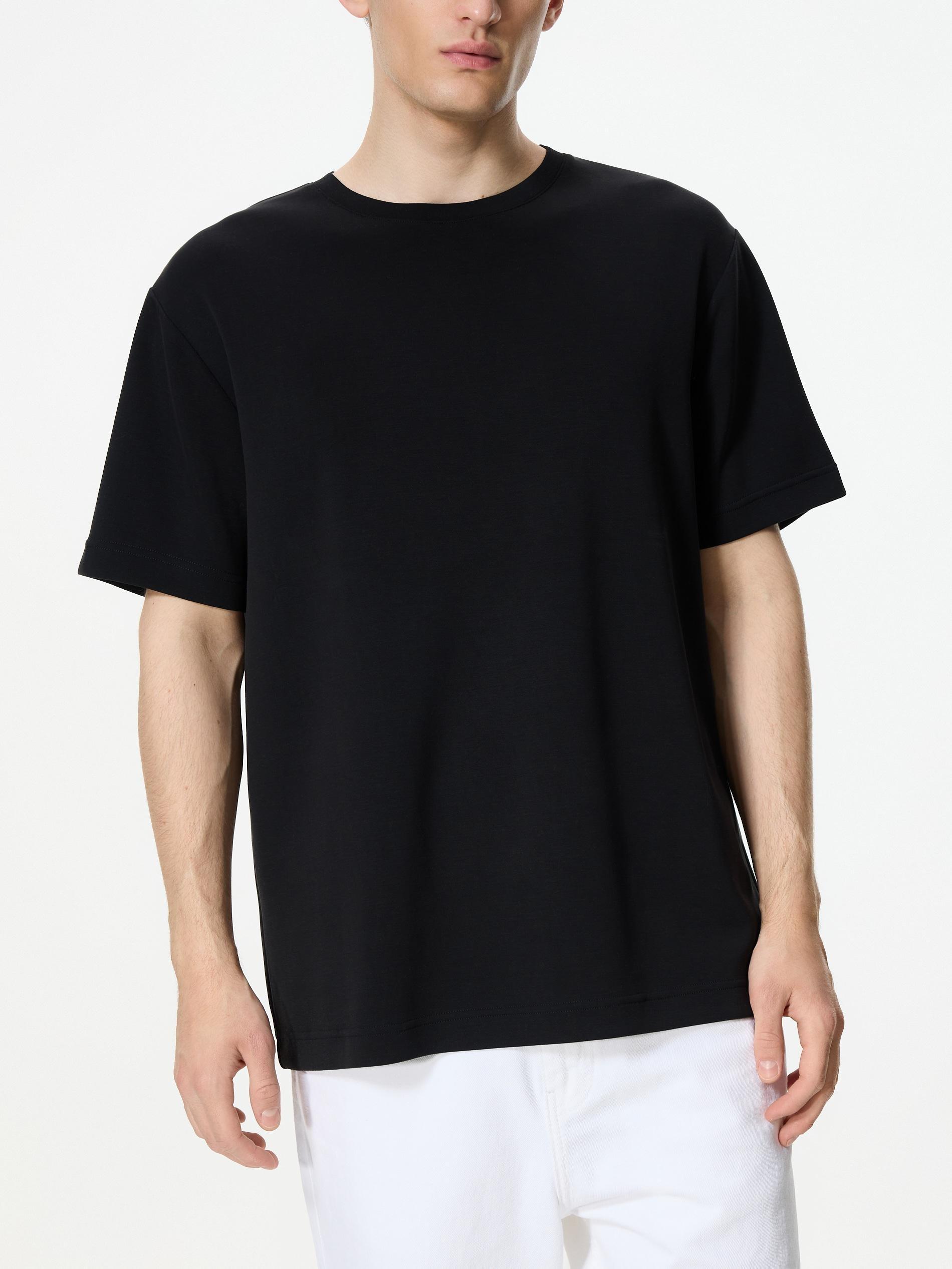 Black Regular Fit T-Shirt Made With Modal, Black, large image number 2