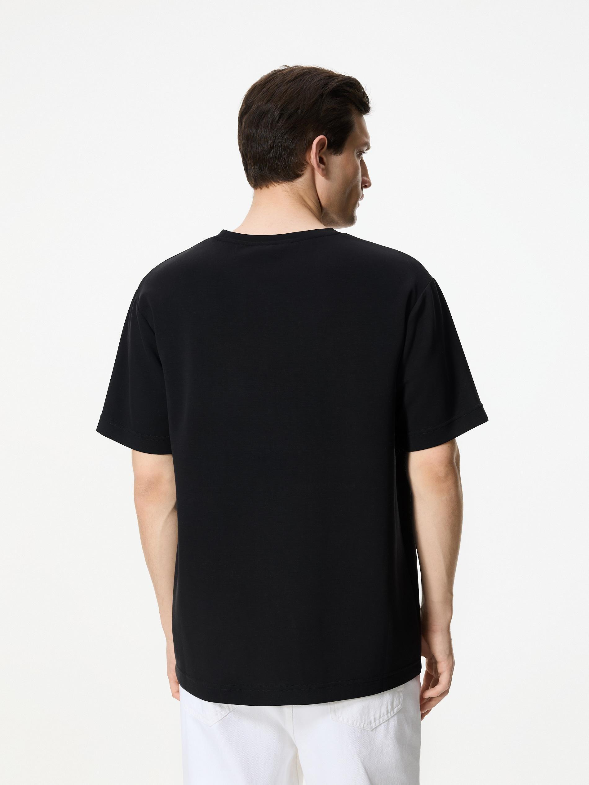 Black Regular Fit T-Shirt Made With Modal, Black, large image number 3