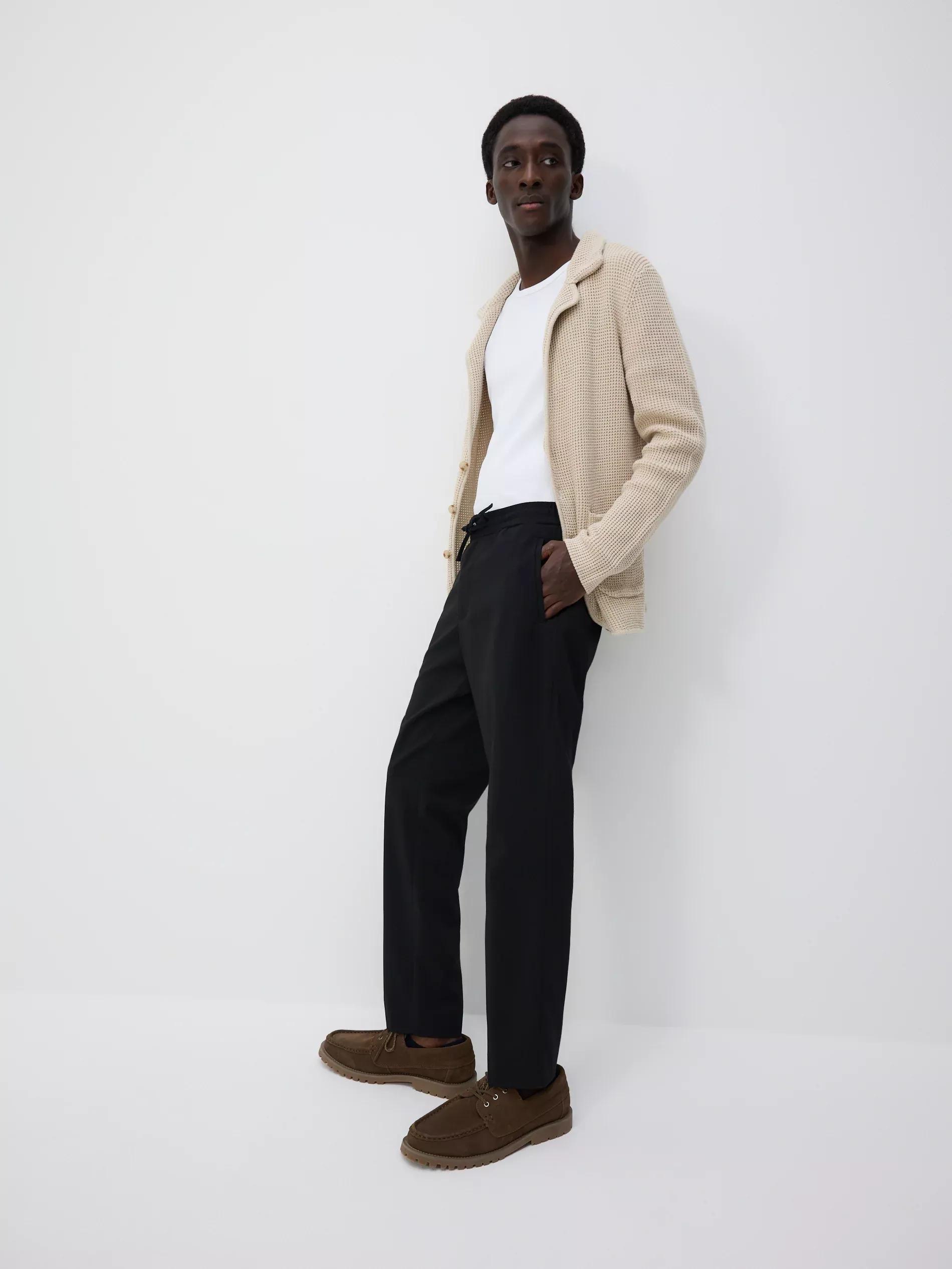 Black Viscose Rich Joggers, , medium
